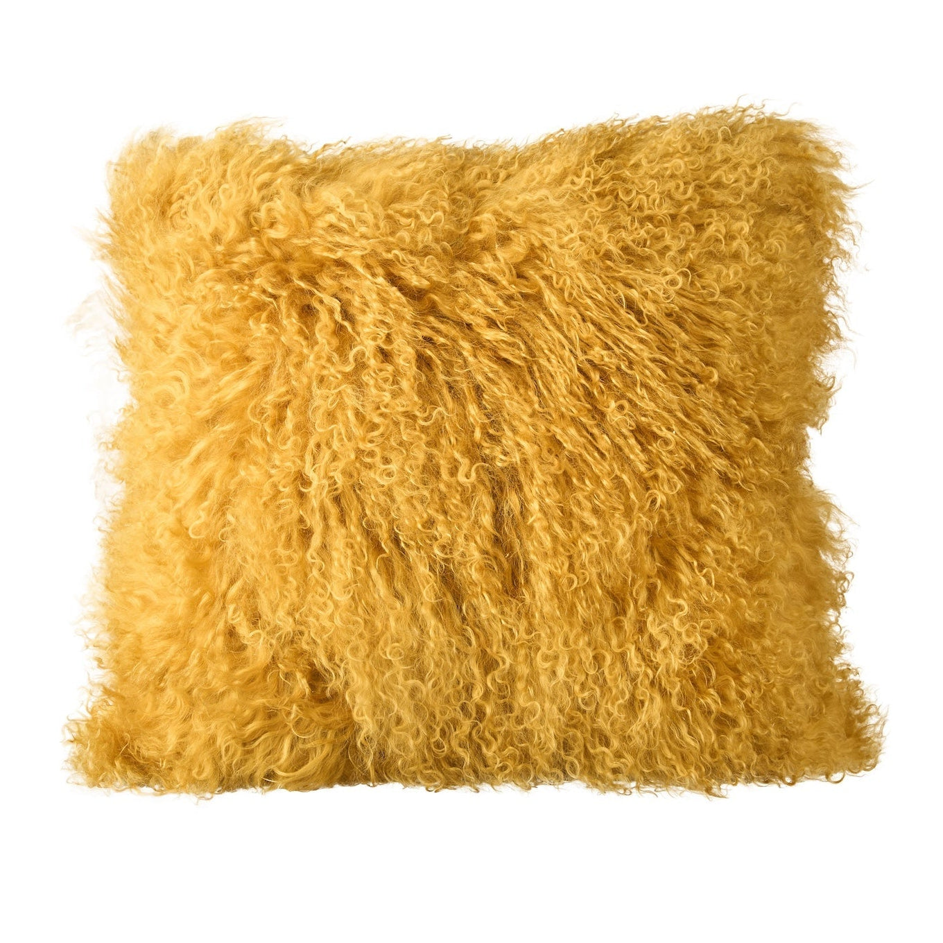 Ametra Warm Mustard Tibetan Lamb Wool Cushion