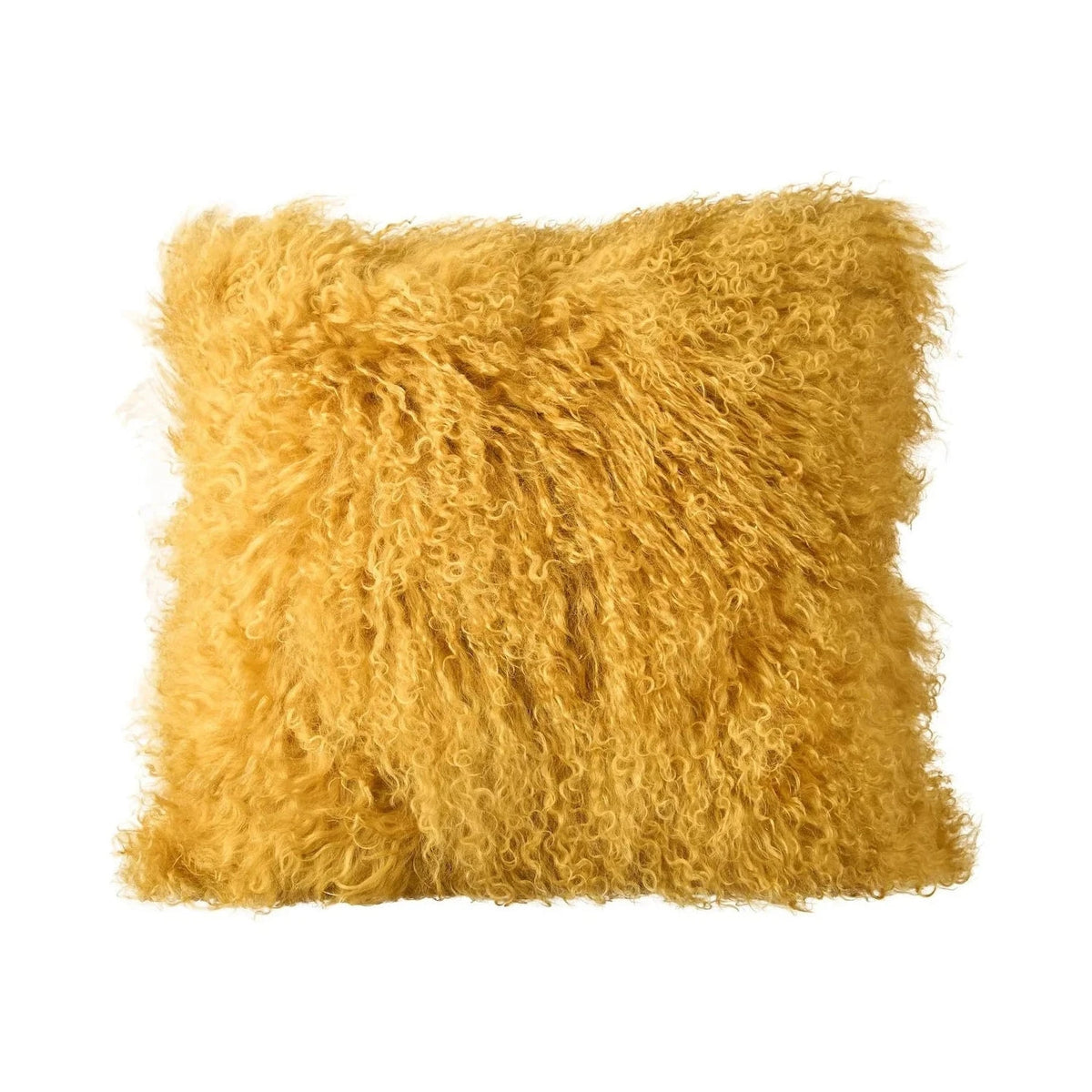 Ametra Warm Mustard Tibetan Lamb Wool Cushion
