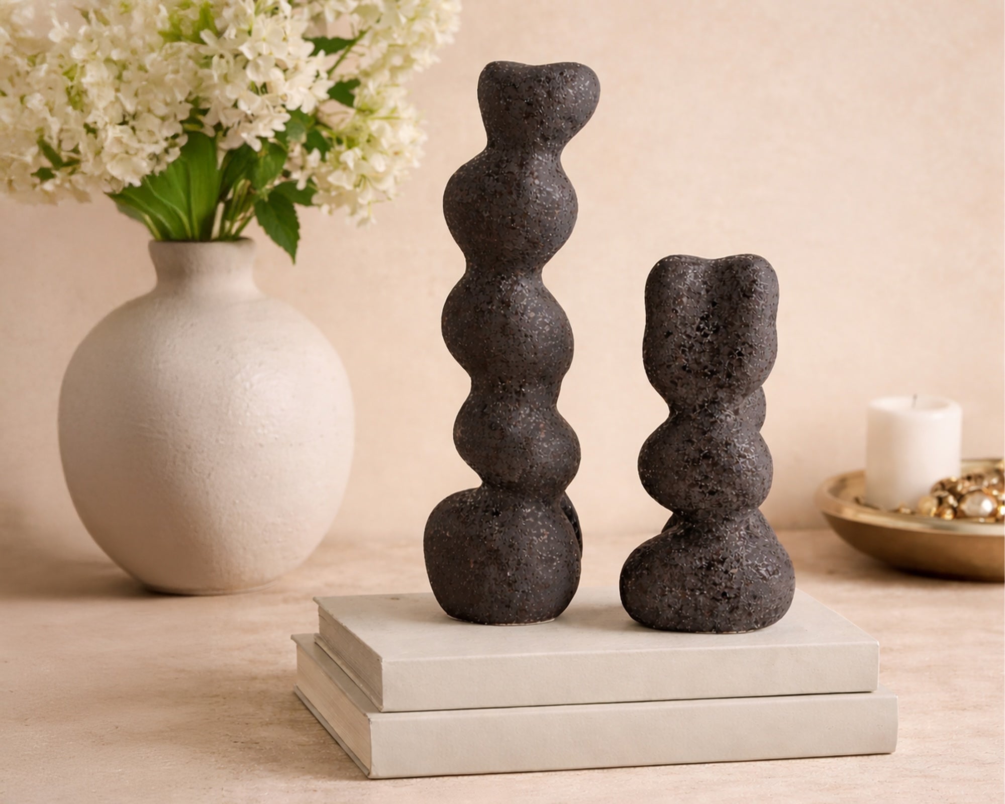 Ravena Small Sculpture - Charcoal Ceramic
