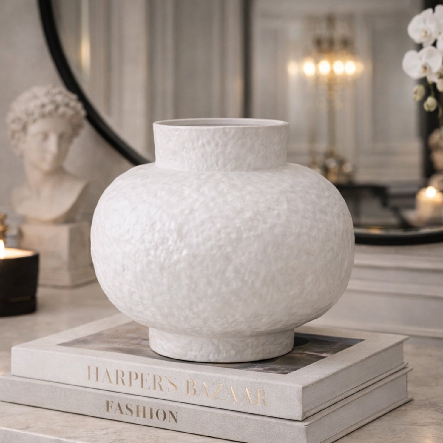 Erosia White Ceramic Vase