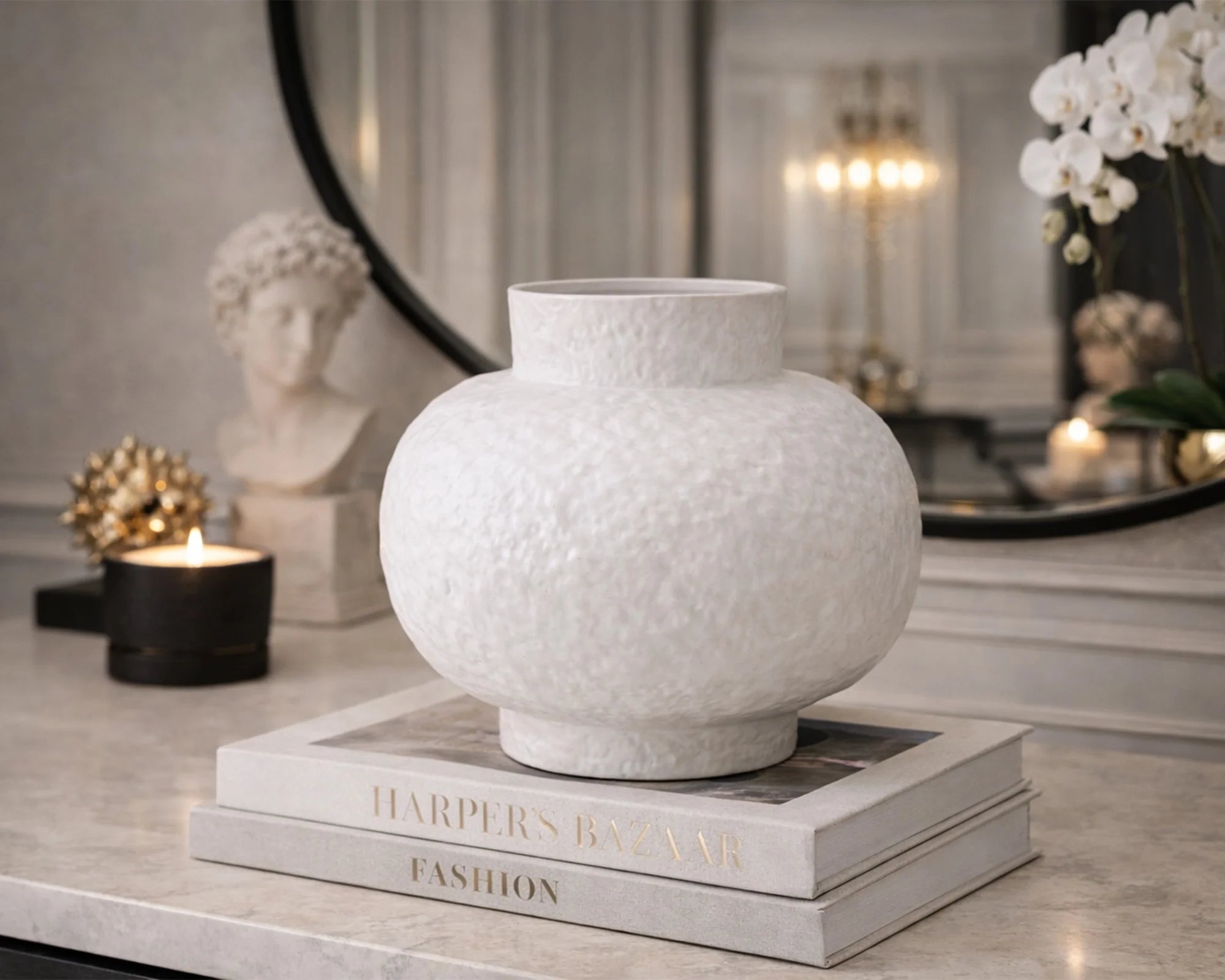 Erosia White Ceramic Vase