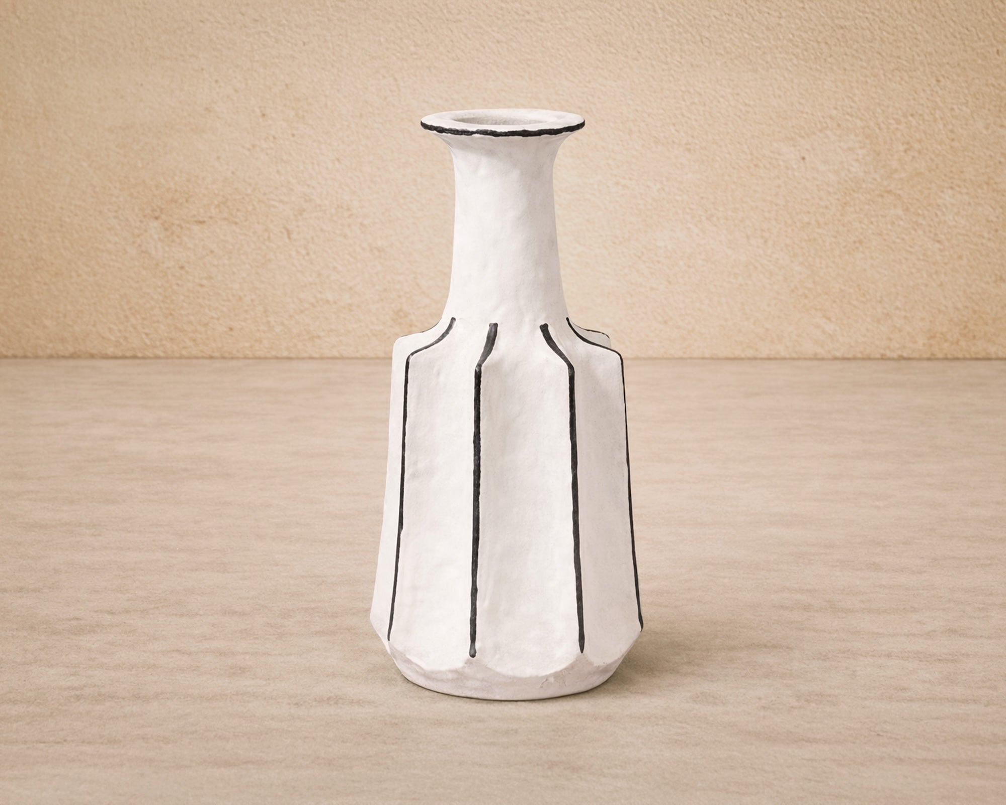 Corvessa Sculpture - White/Black Ceramic