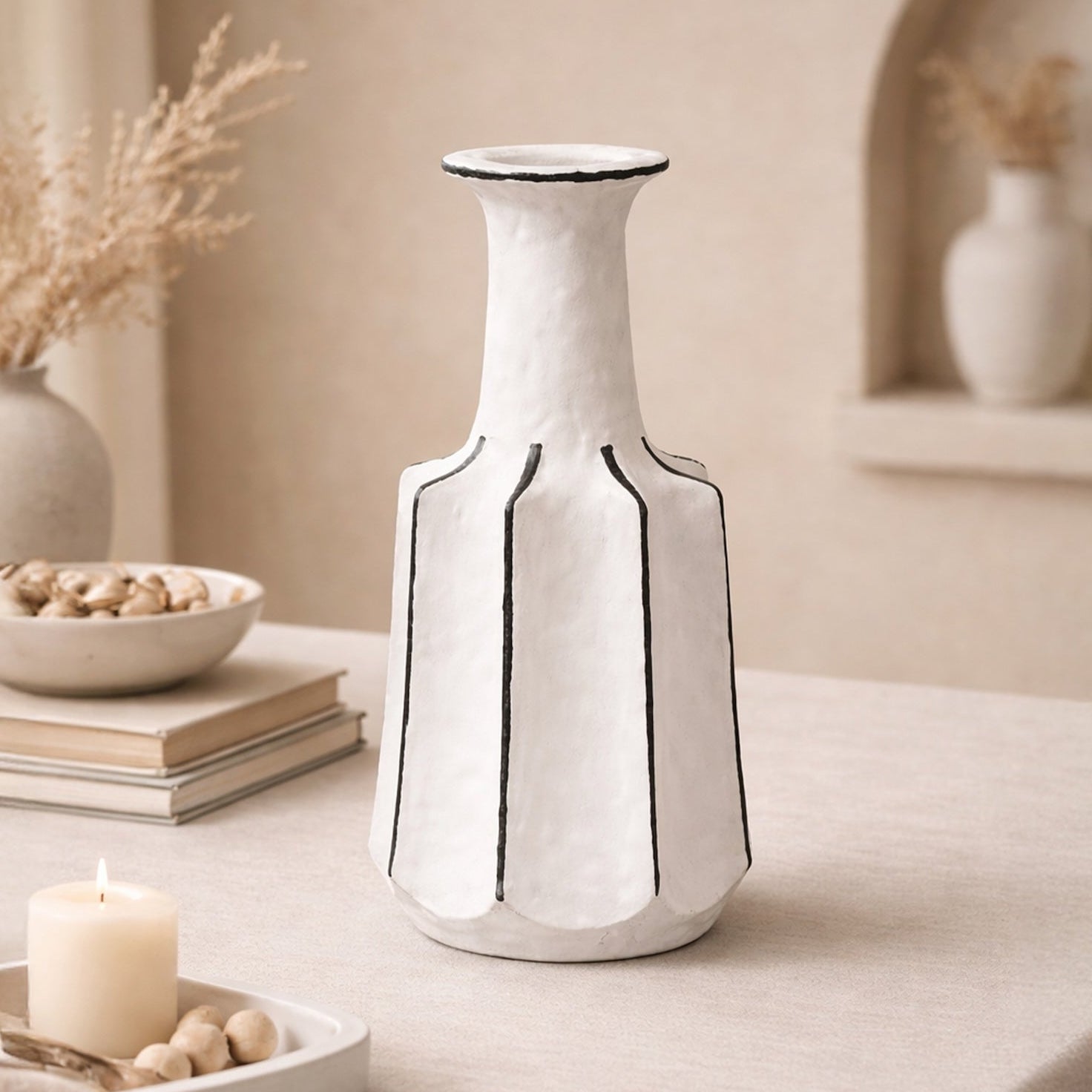 Corvessa White & Black Ceramic Sculpture