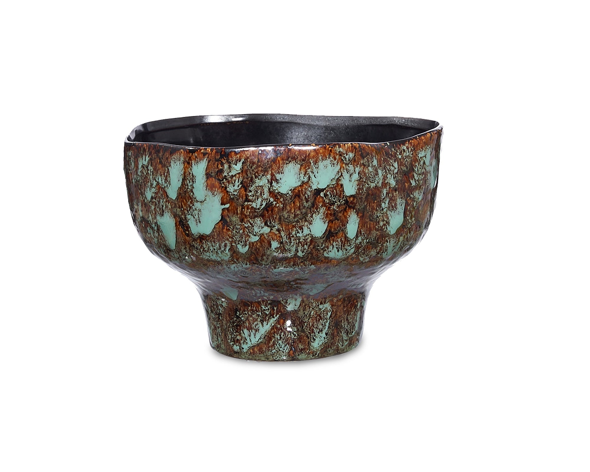 Lamira Bowl - Brown/Turquoise Glazed Ceramic