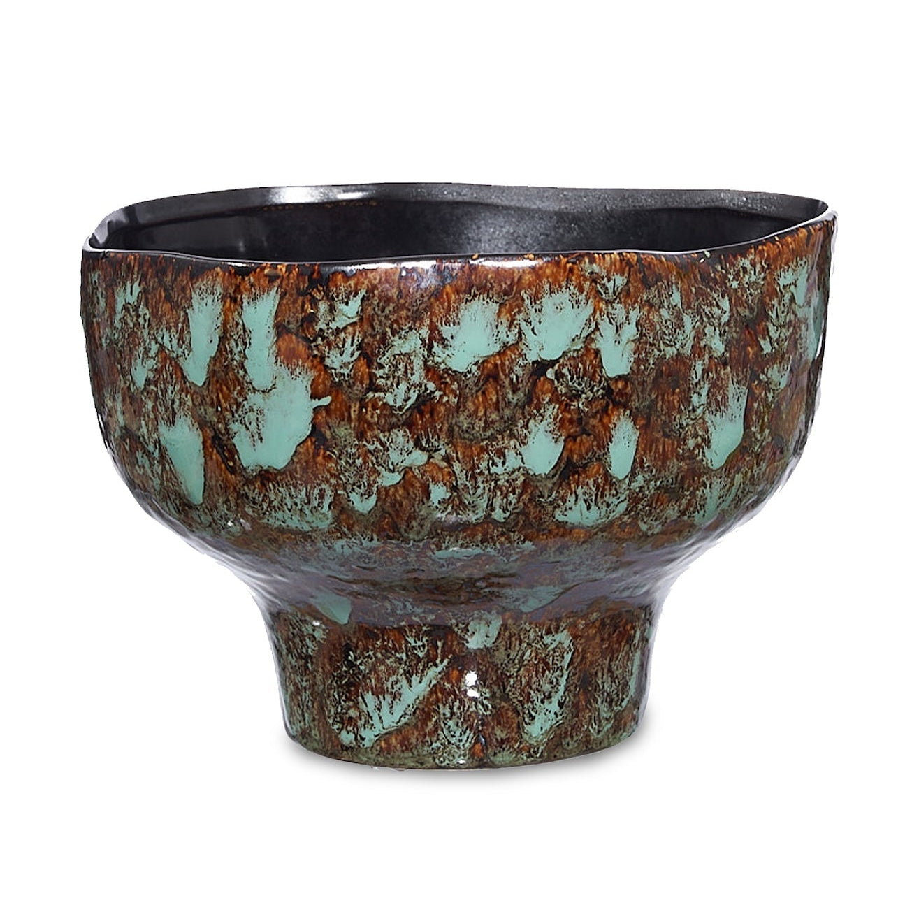 Lamira Brown & Turquoise Glazed Ceramic Bowl