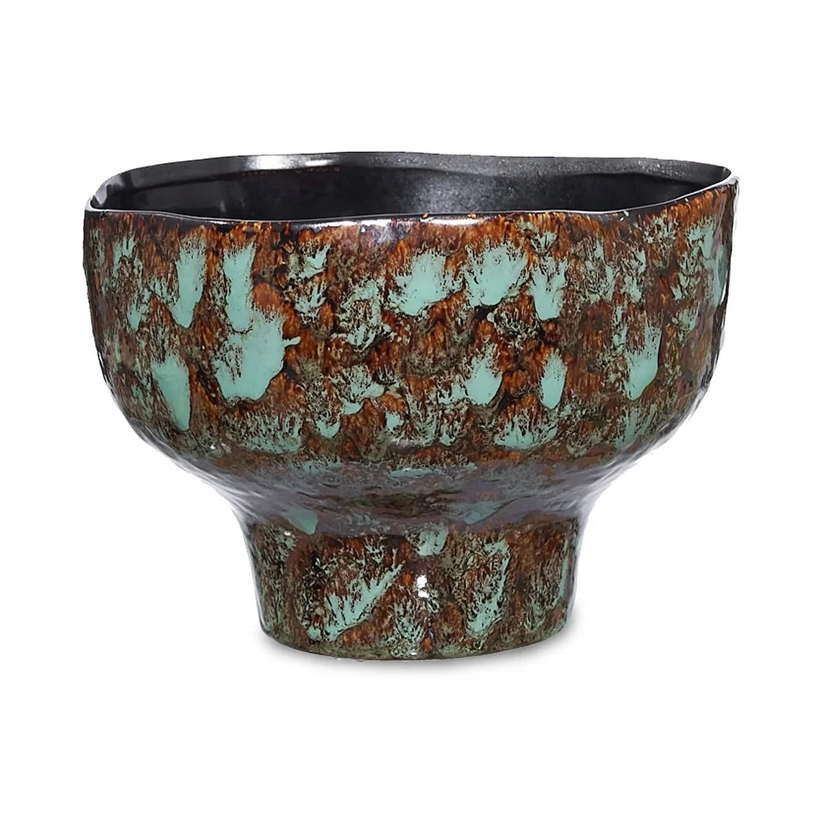 Lamira Brown & Turquoise Glazed Ceramic Bowl