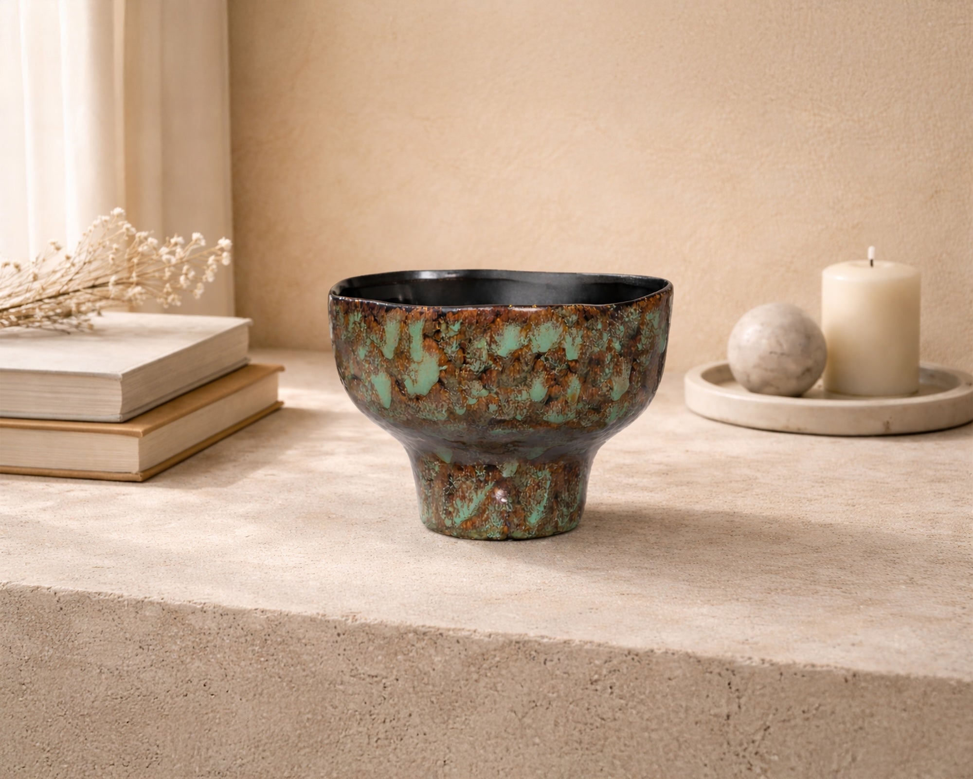 Lamira Bowl - Brown/Turquoise Glazed Ceramic