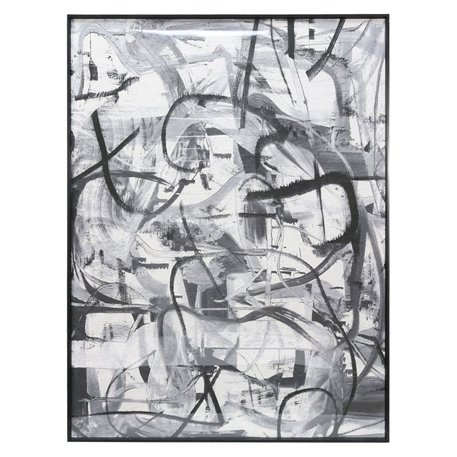 Graphite Framed Abstract Black & Grey Wall Art Print