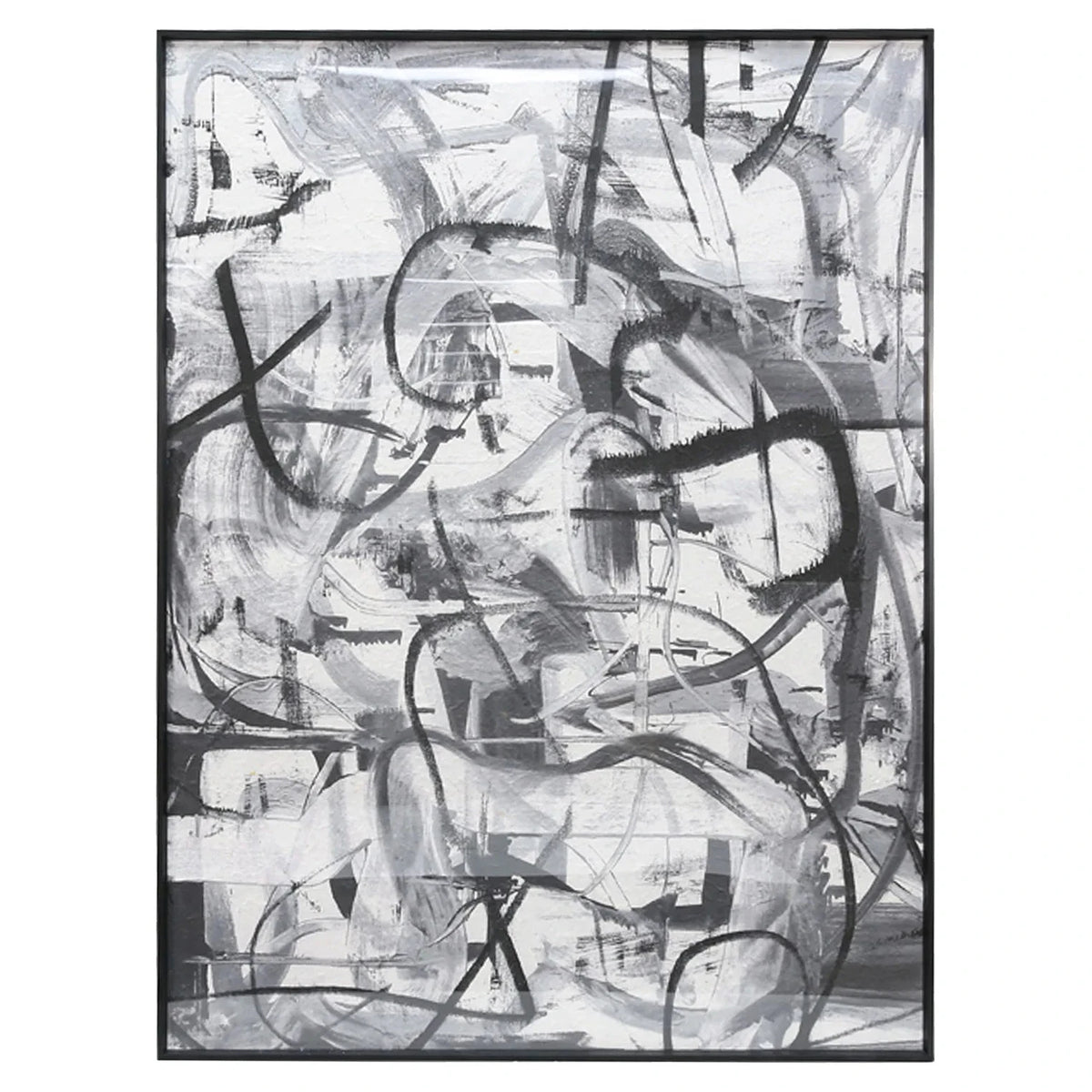 Graphite Framed Abstract Black & Grey Wall Art Print