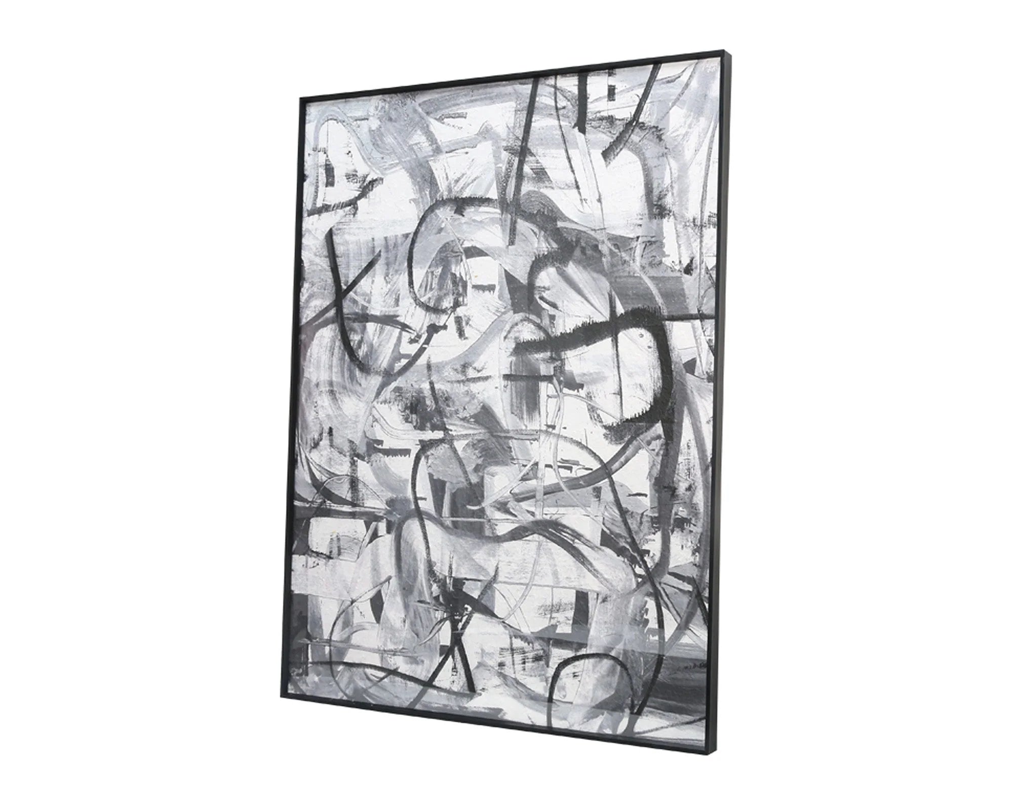 Graphite Framed Abstract Black & Grey Wall Art Print
