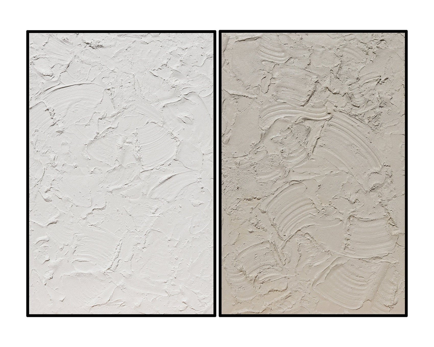 Set of 2 Kaolin White & Cream Abstract Canvas Wall Art