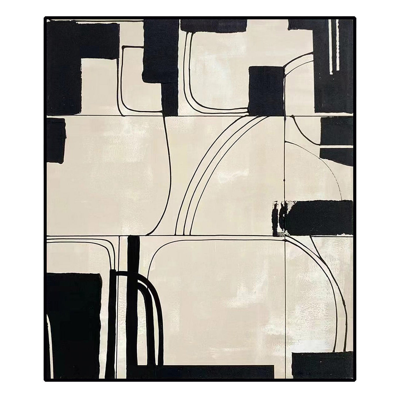 Architect's Dream Black & Cream Geometric Canvas Wall Art