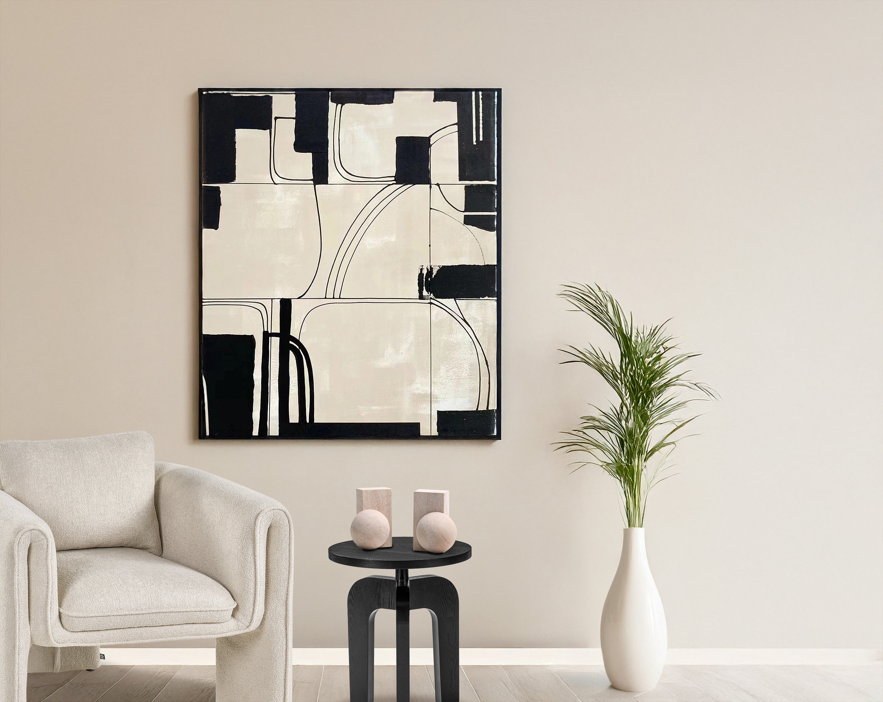 Architect's Dream Oil Painting - Black & Cream