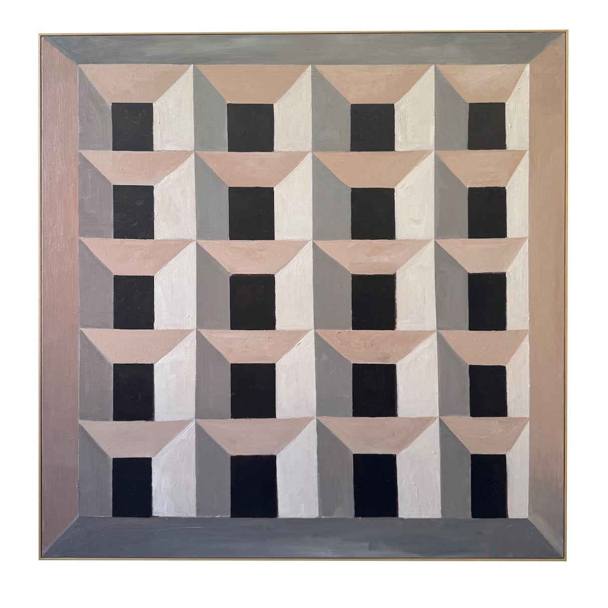 Cipher Hand-Painted Geometric Canvas Wall Art