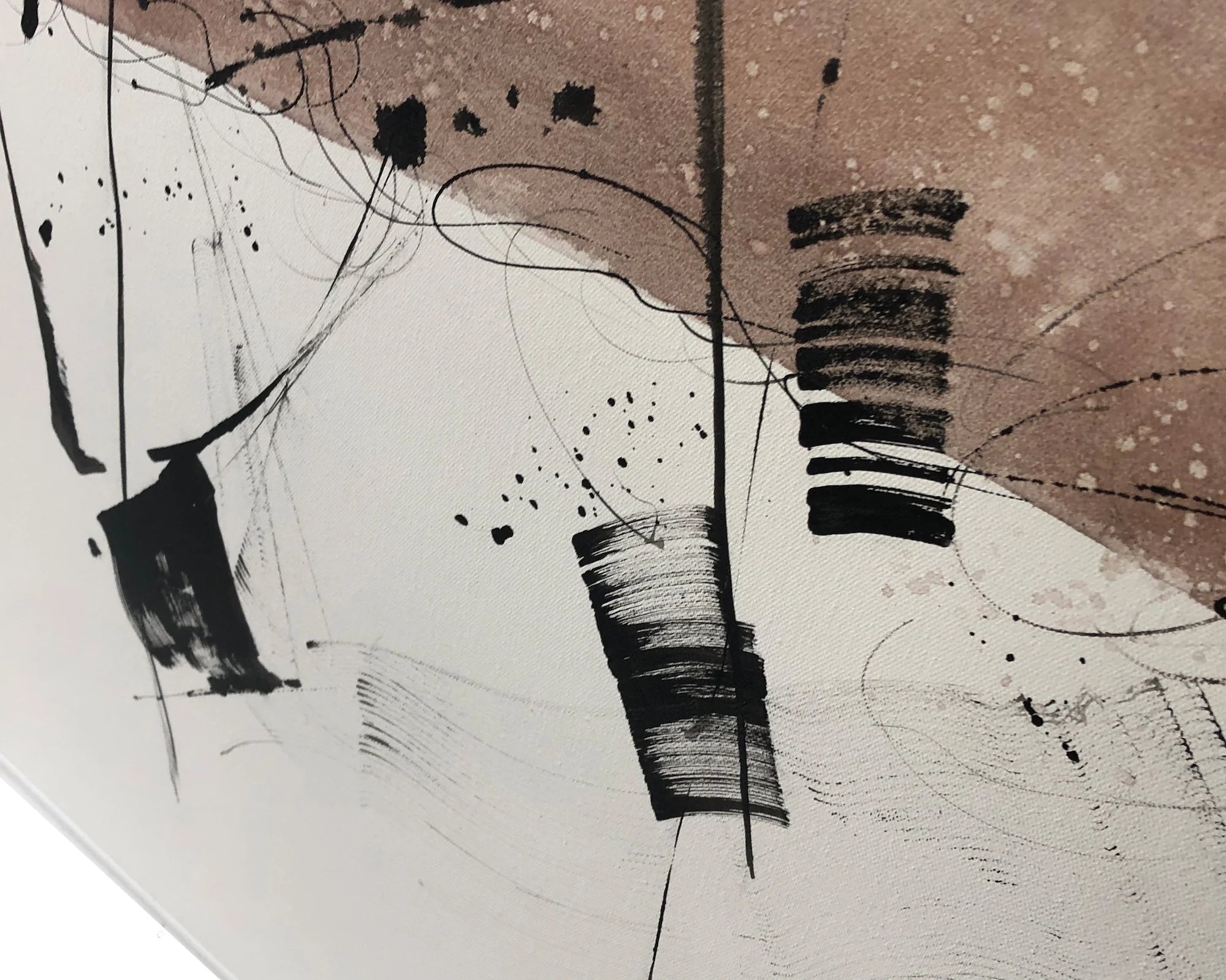 Monochord White Frame Hand-Painted Abstract Canvas Wall Art