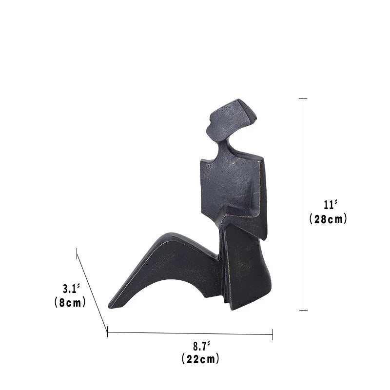 Isla Black Resin Sitting Lady Sculpture