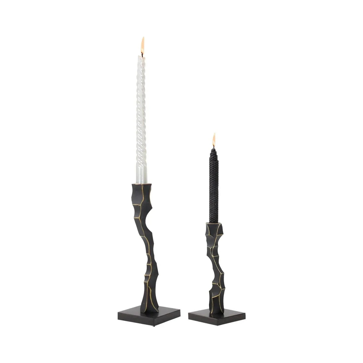 Storm Small Black Marble & Resin Candlestick Holder