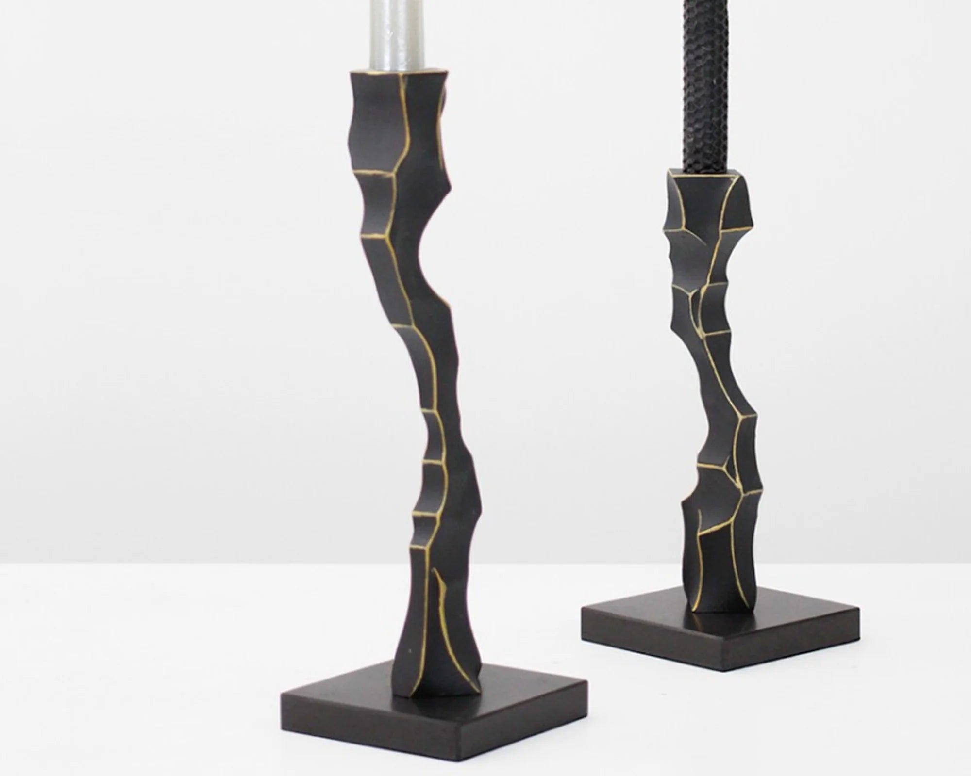 Storm Large Black Marble & Resin Candlestick Holder