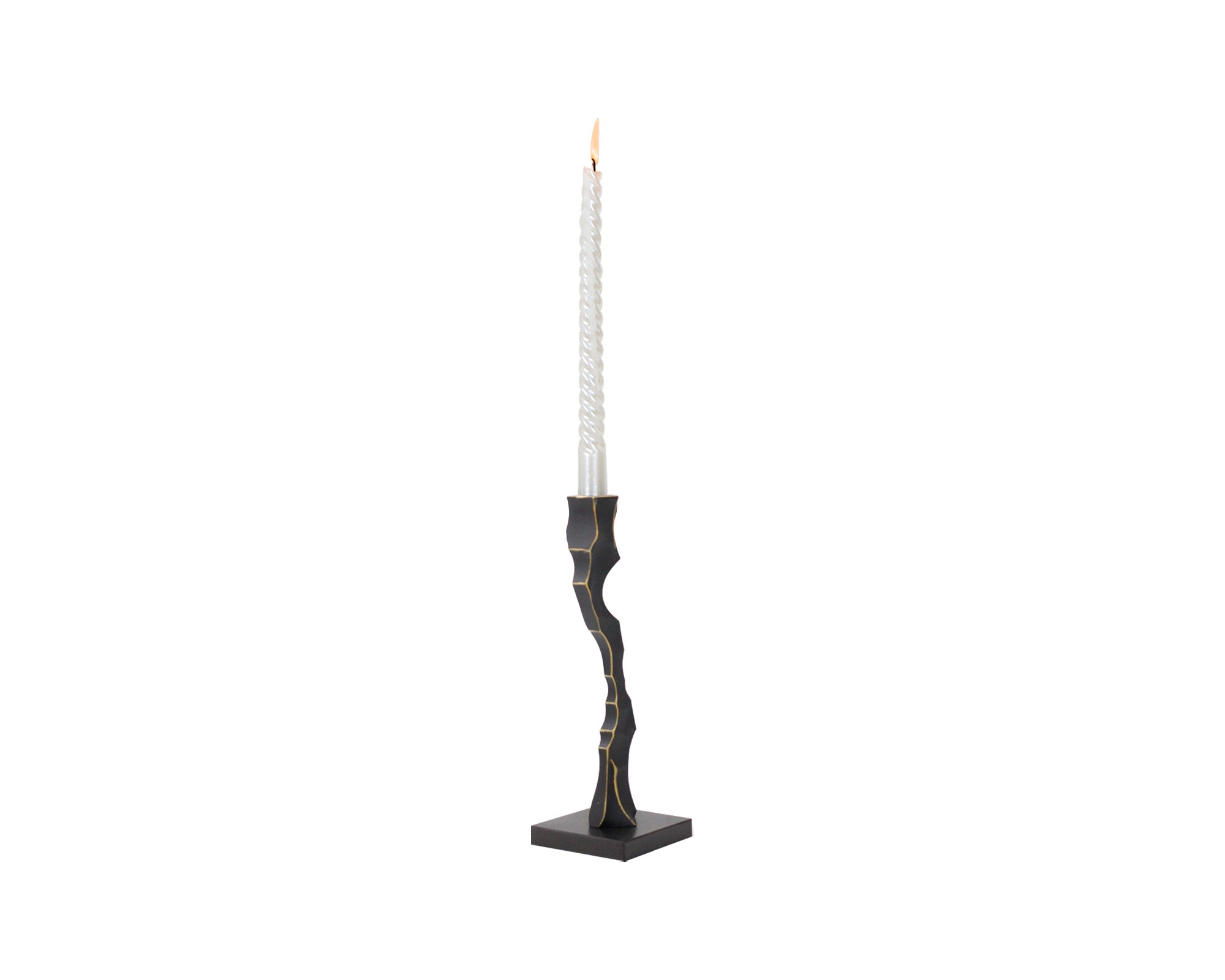 Storm Candlestick Large - Black Marble & Resin