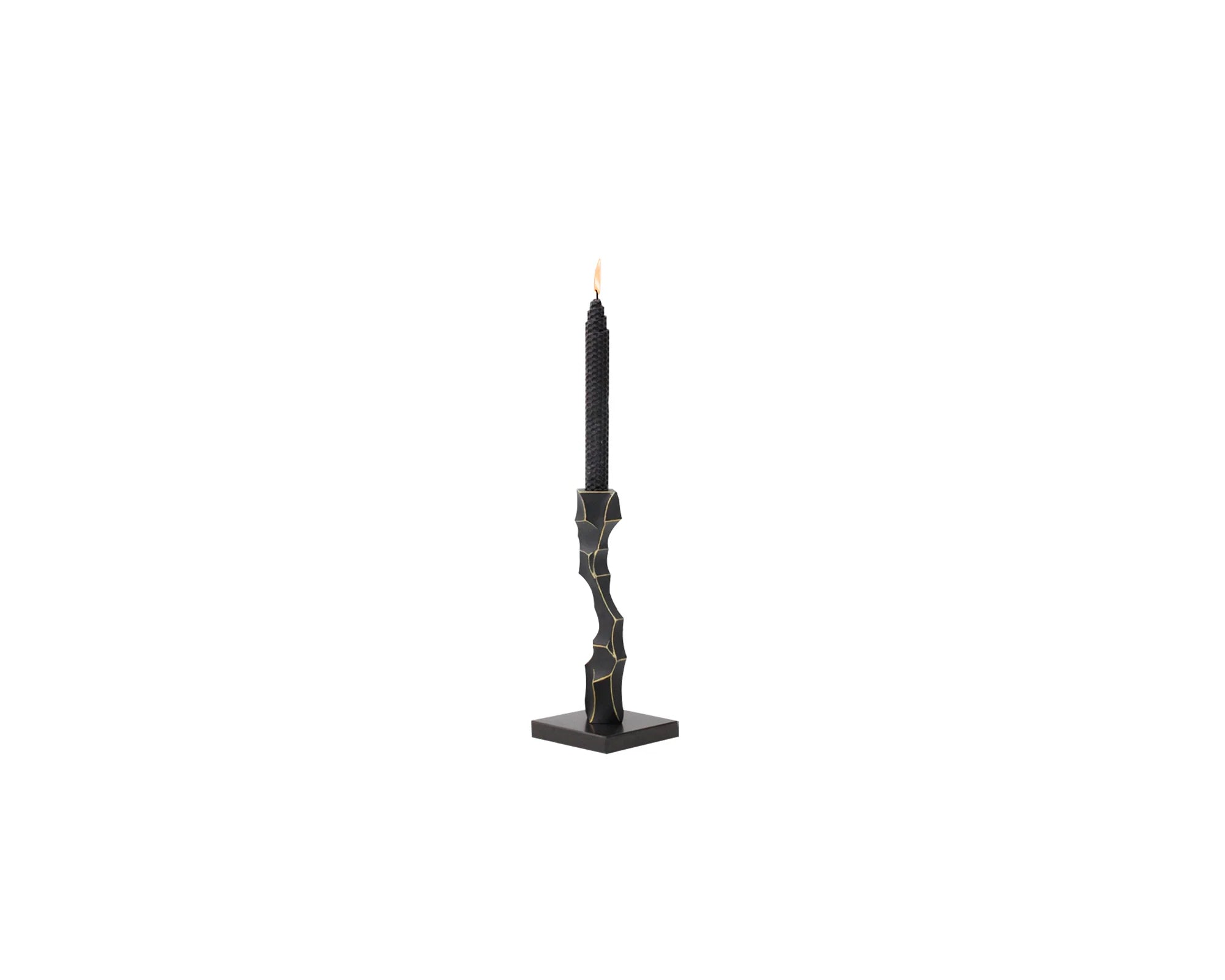 Storm Small Black Marble & Resin Candlestick Holder