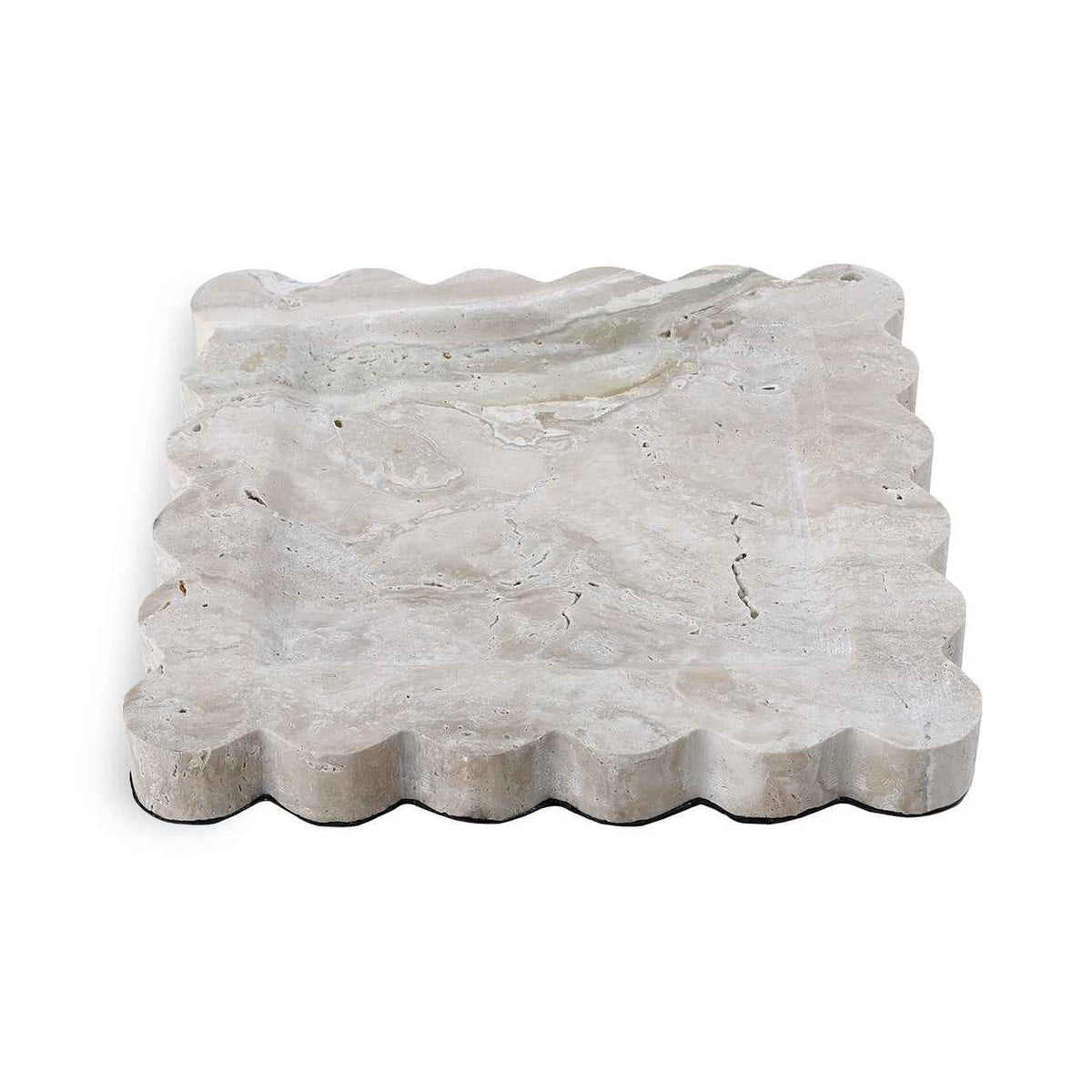Aurelia Beige Travertine Scalloped Trinket Tray
