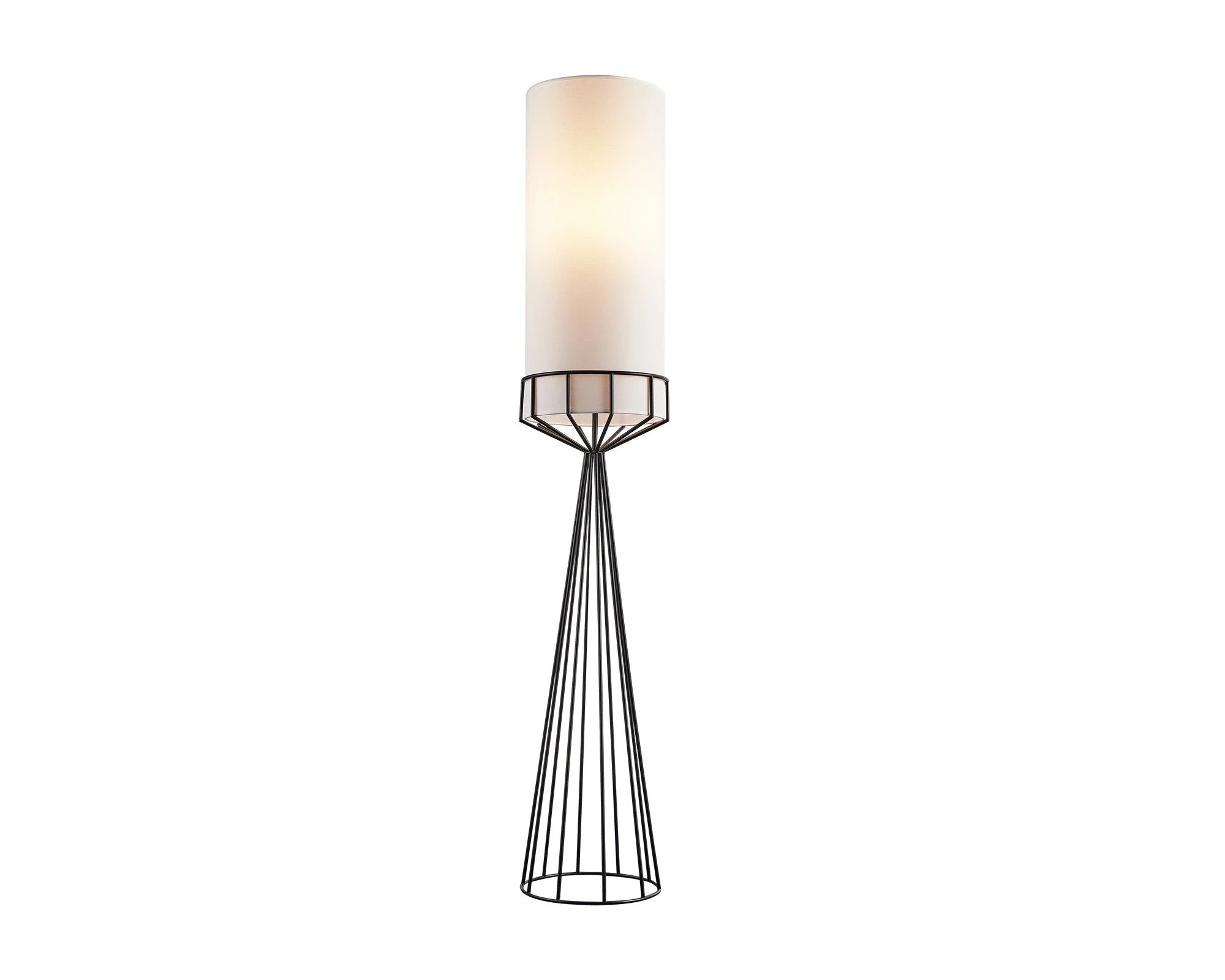 Faro Matt Black & White Linen Shade Floor Lamp