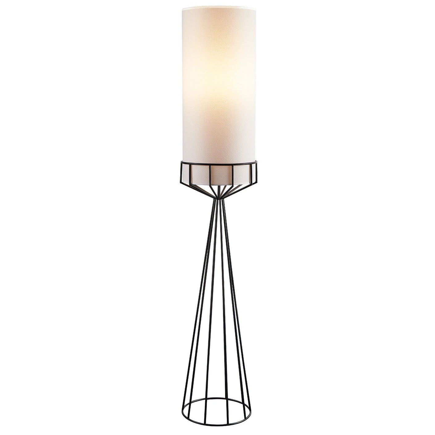 Faro Matt Black & White Linen Shade Floor Lamp