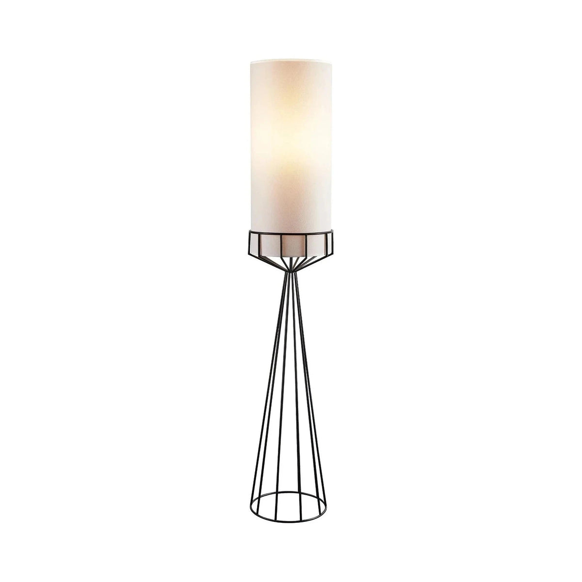 Faro Matt Black & White Linen Shade Floor Lamp
