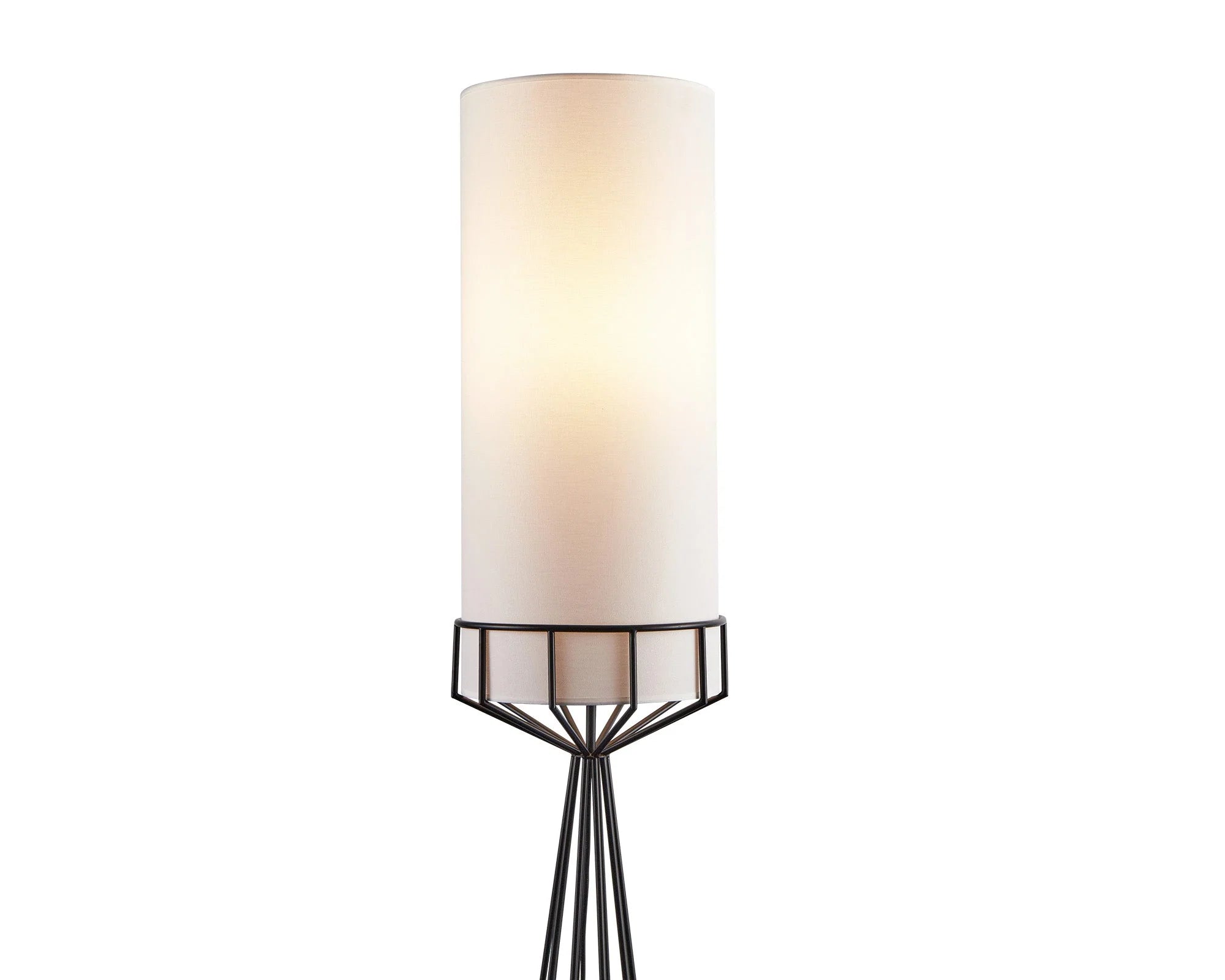 Faro Matt Black & White Linen Shade Floor Lamp