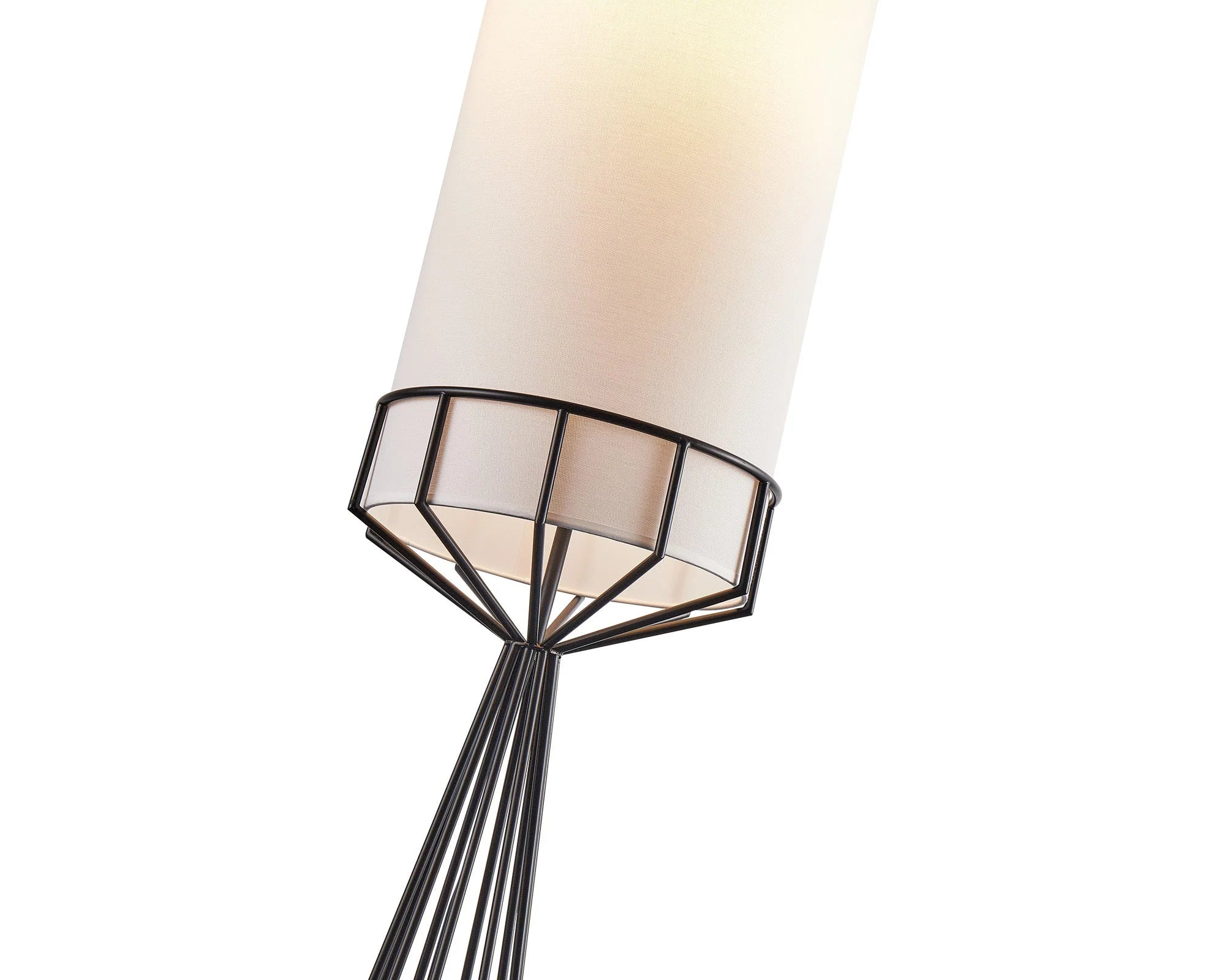Faro Matt Black & White Linen Shade Floor Lamp