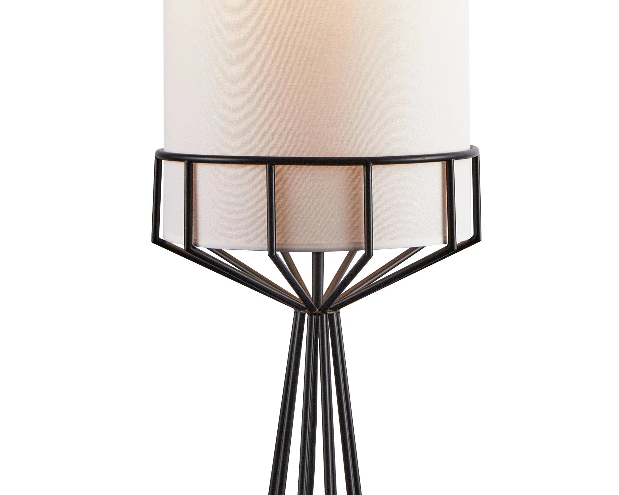 Faro Matt Black & White Linen Shade Floor Lamp