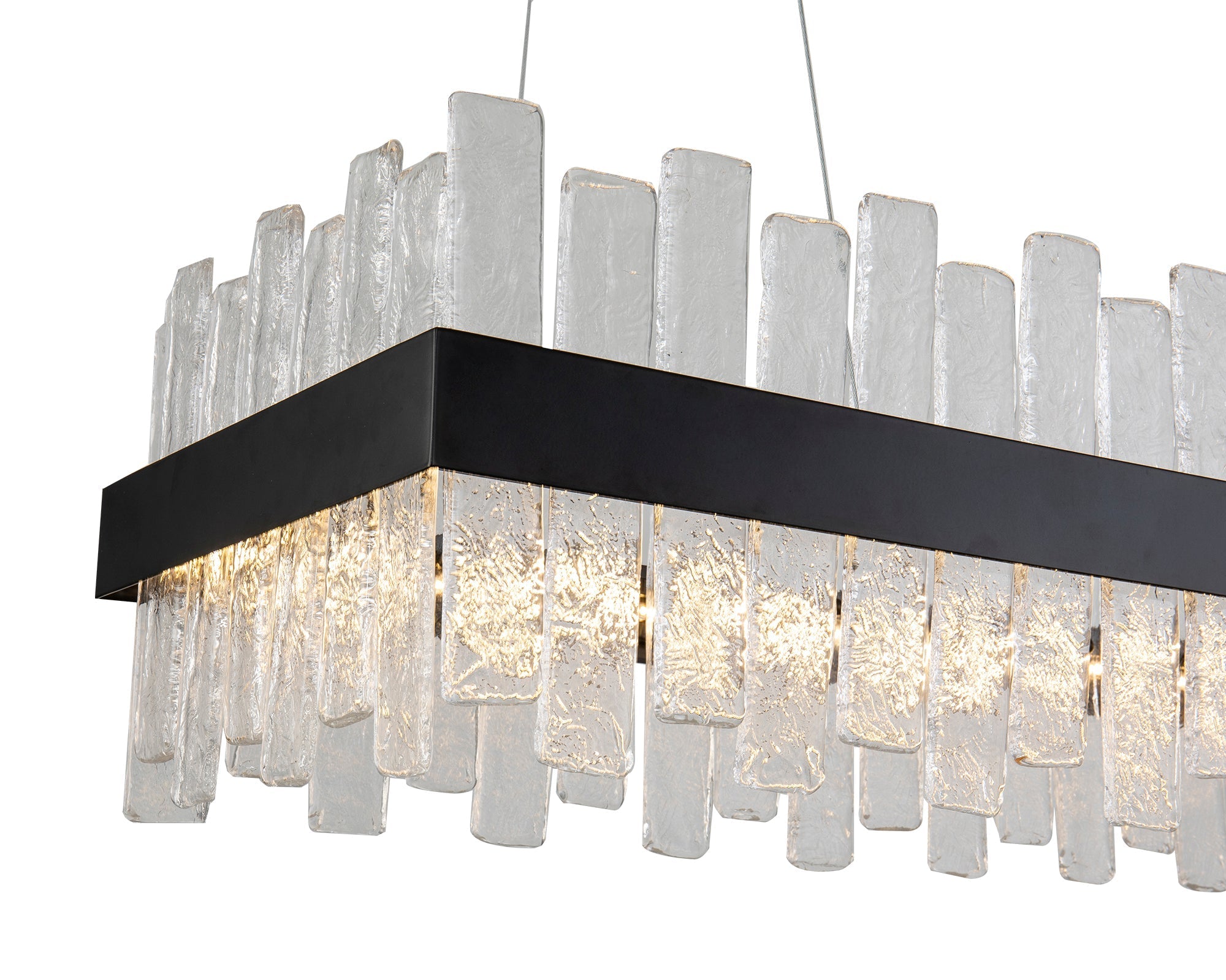 Aura Pendant Light - Black Metal & Cast Glass