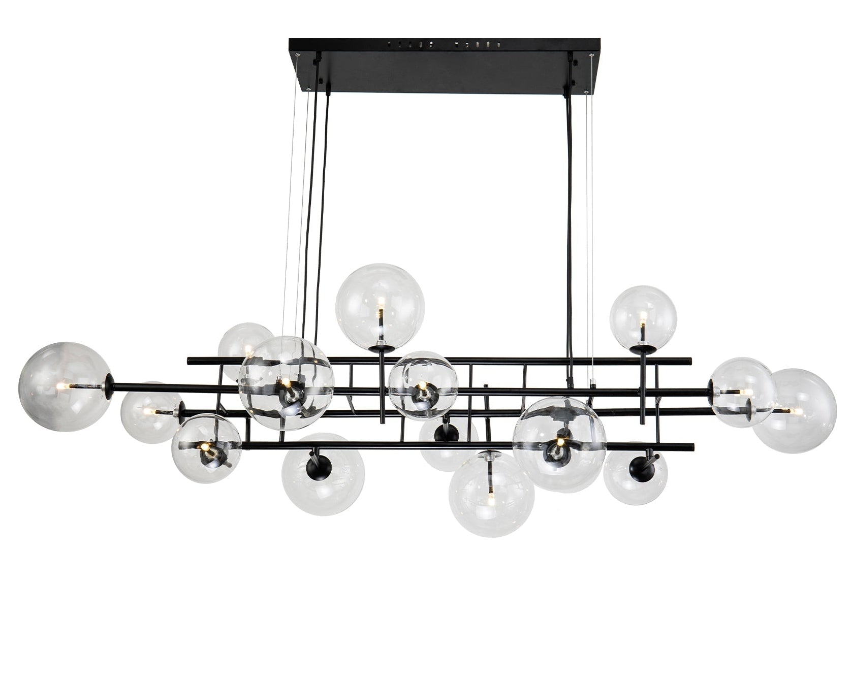 Icardi Matt Black & Clear Glass Pendant Light