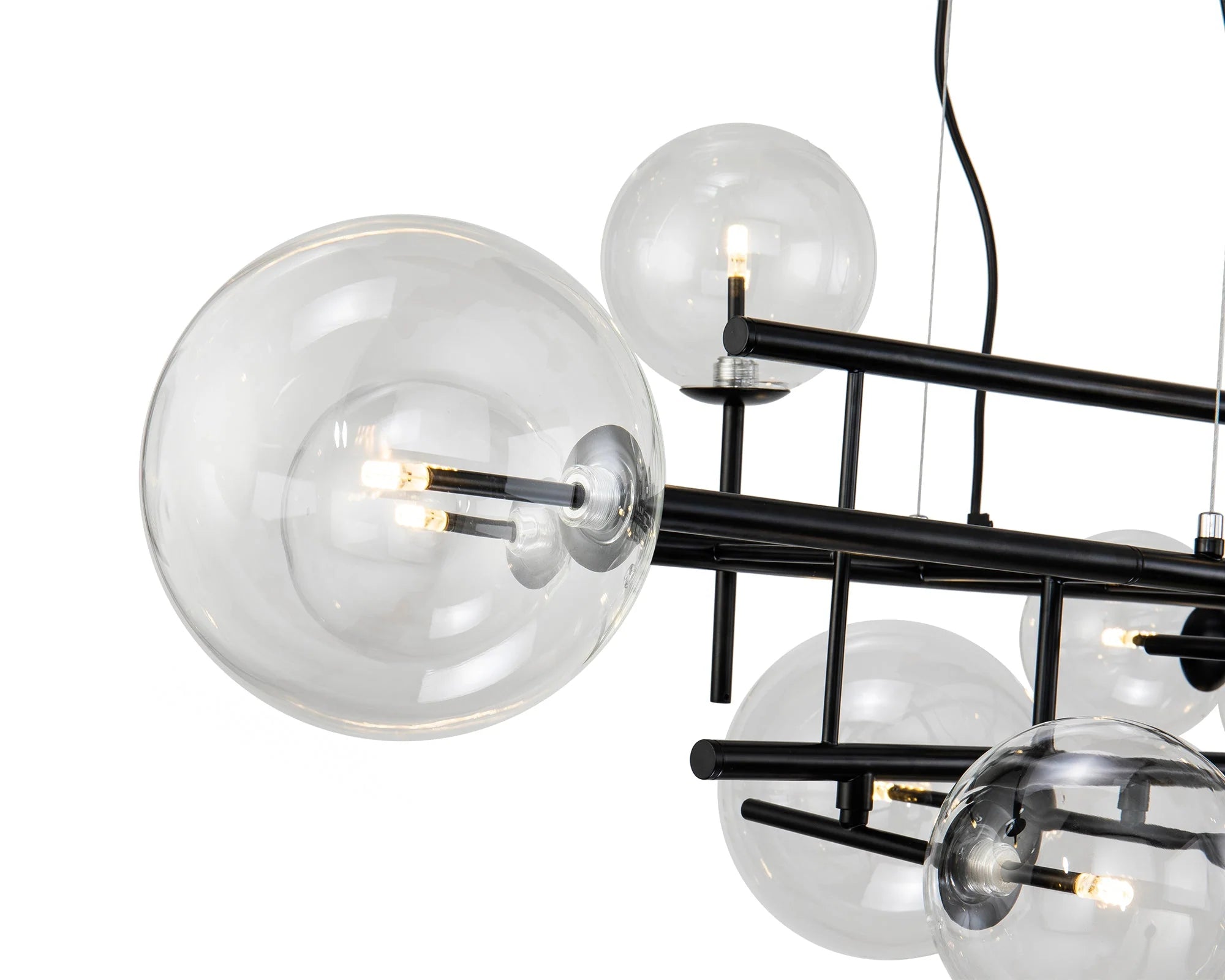 Icardi Matt Black & Clear Glass Pendant Light