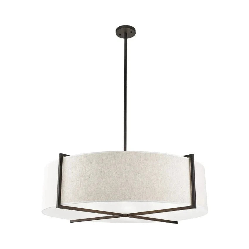 Sanderson Textured Linen & Matt Black Pendant Light Large