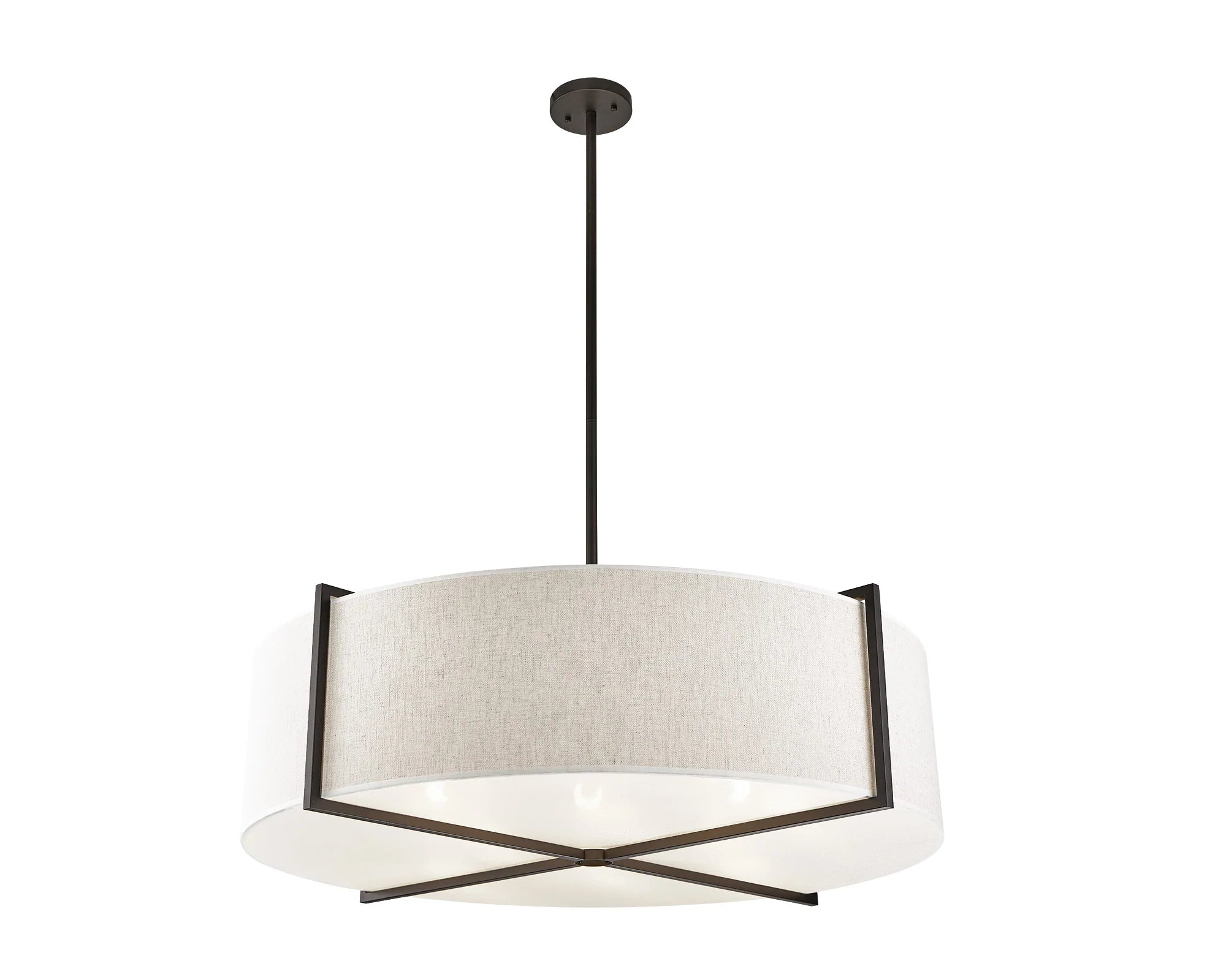 Sanderson Textured Linen & Matt Black Pendant Light Large