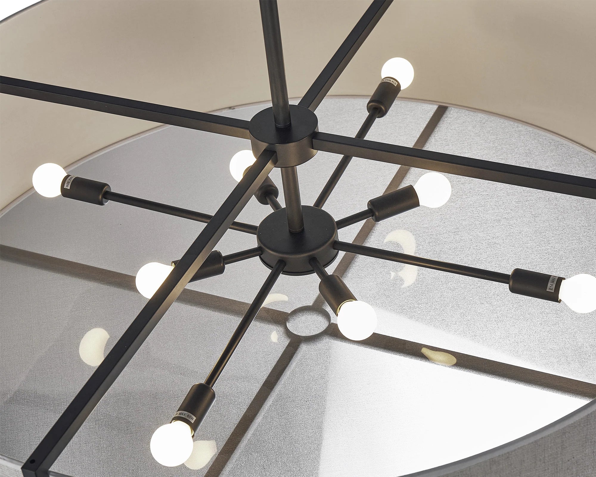 Sanderson Textured Linen & Matt Black Pendant Light Large
