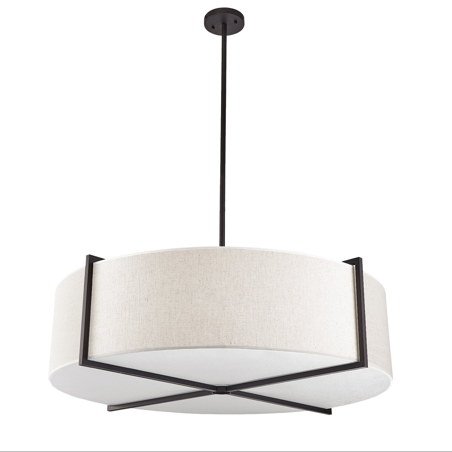 Sanderson Linen & Matt Black Pendant Light Large