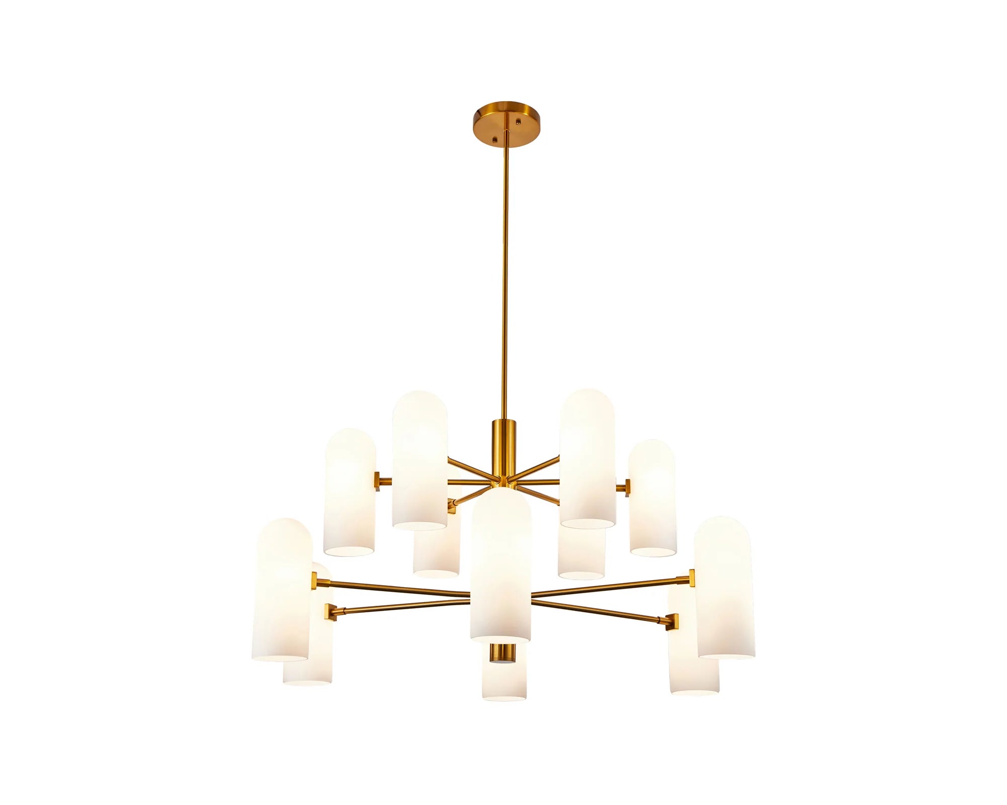 Pawson Brass & White Glass Chandelier