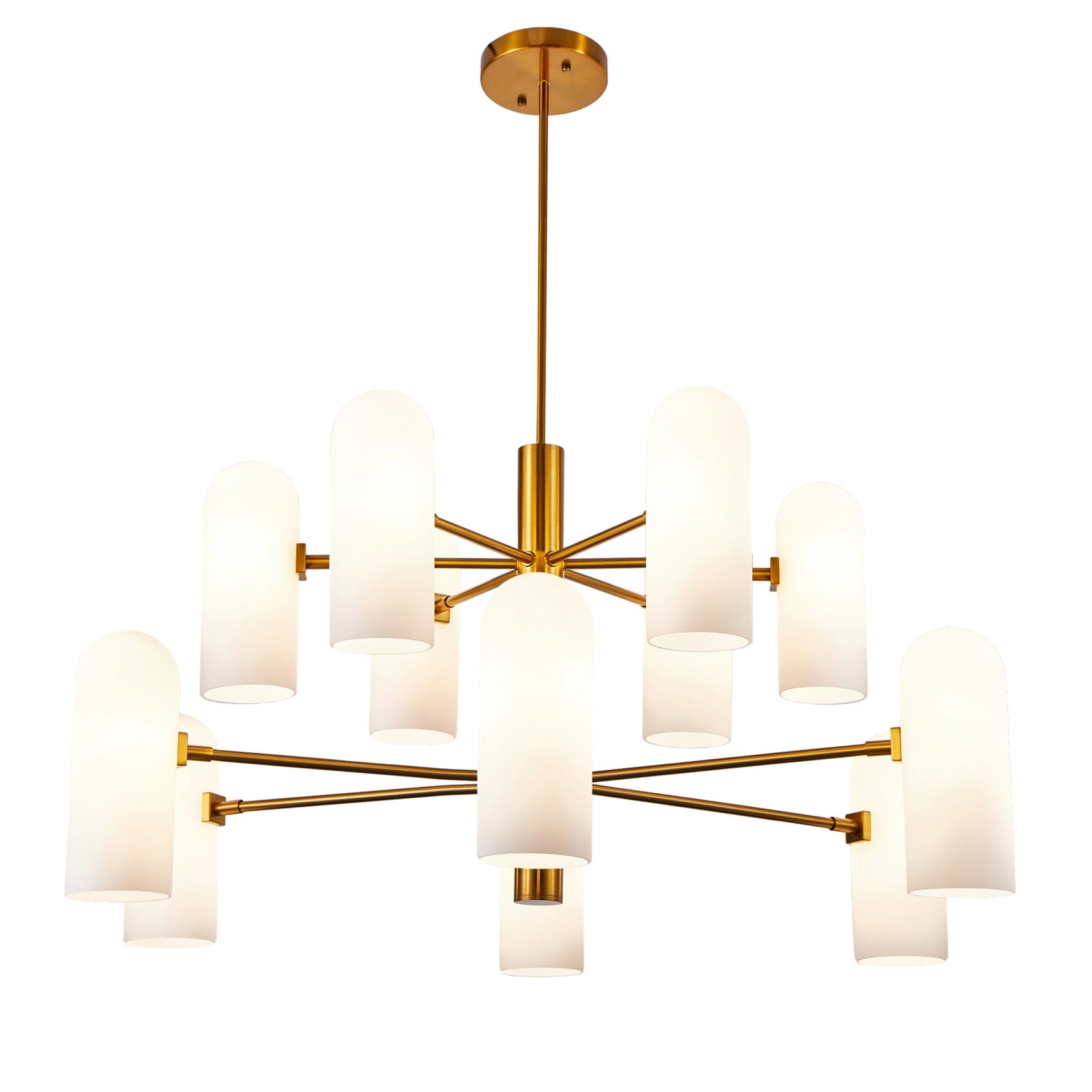 Pawson Brass & White Glass Chandelier