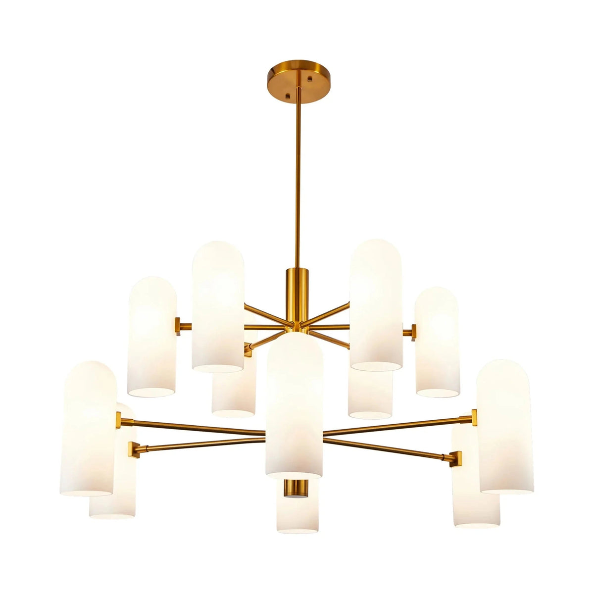 Pawson Brass & White Glass Chandelier