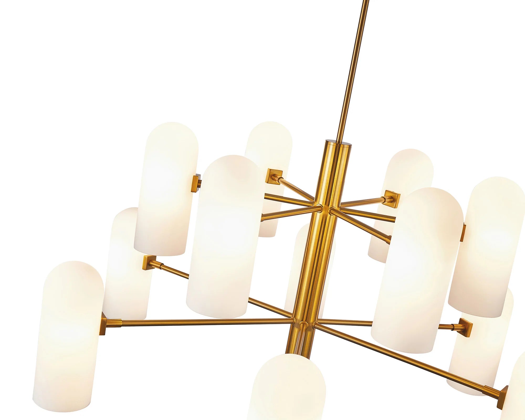 Pawson Brass & White Glass Chandelier