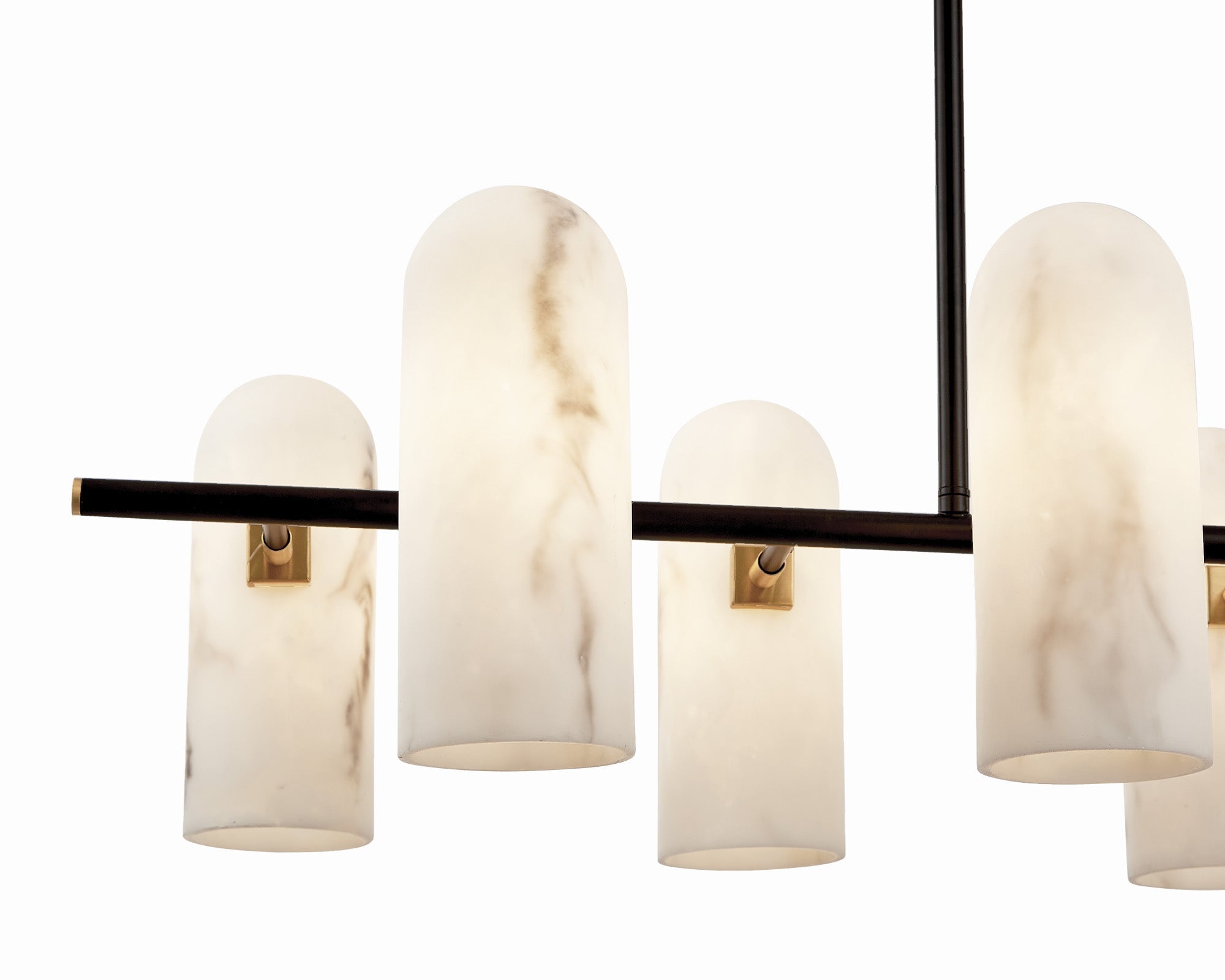 Amatti Long Chandelier - Alabaster Effect Black & Brass