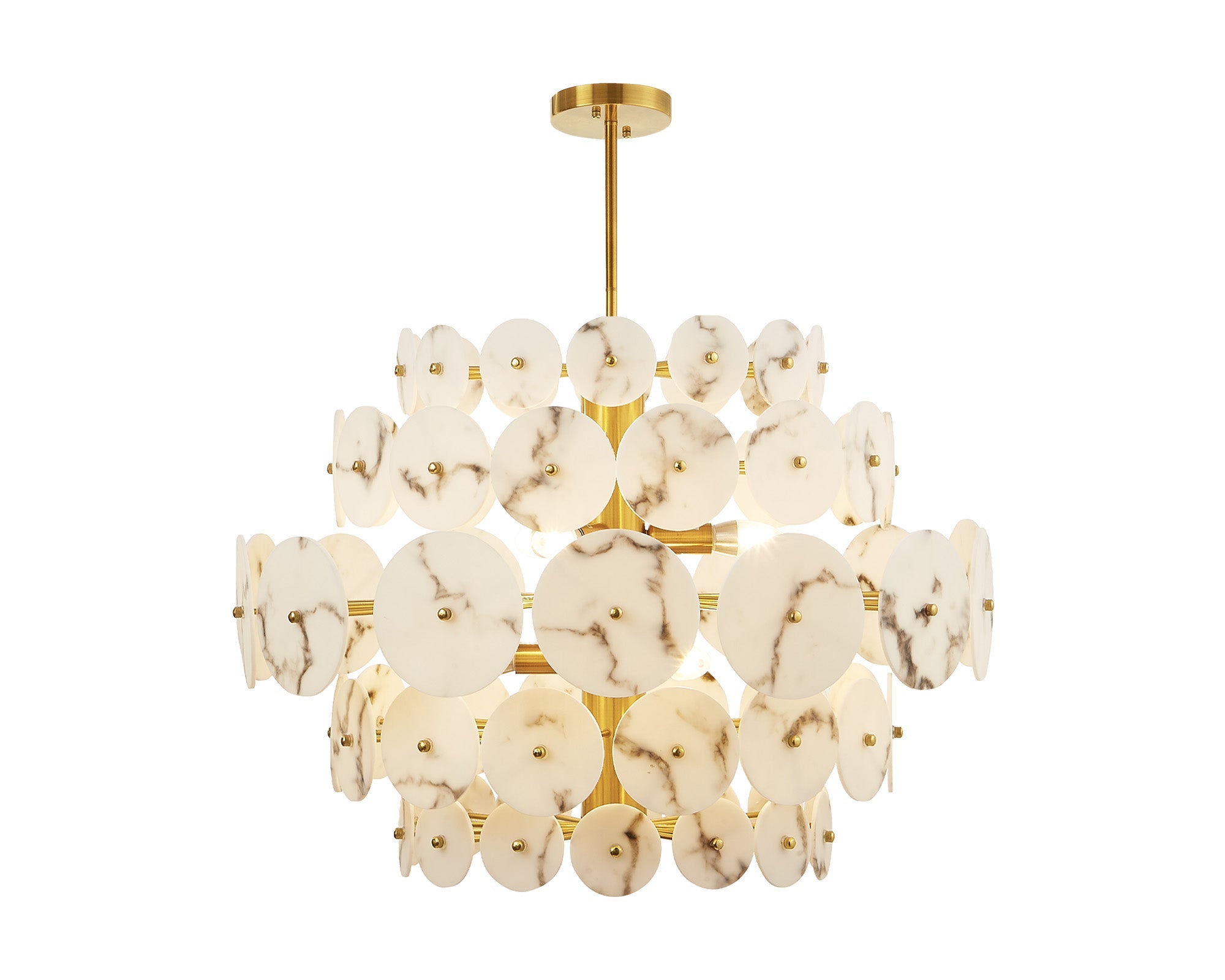 Momo Chandelier - Antique Brass & Alabaster Effect