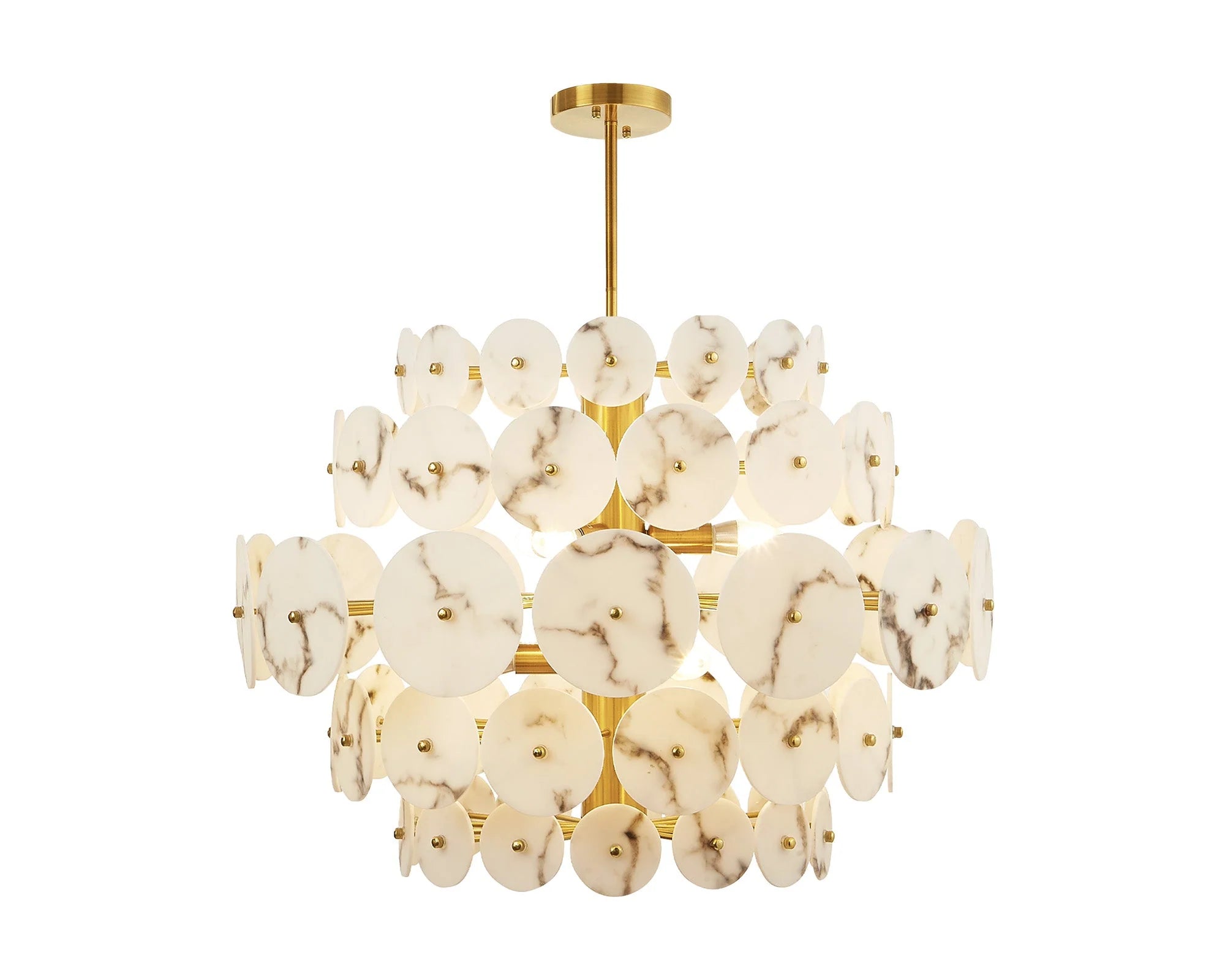Momo Antique Brass & Alabaster Effect Chandelier
