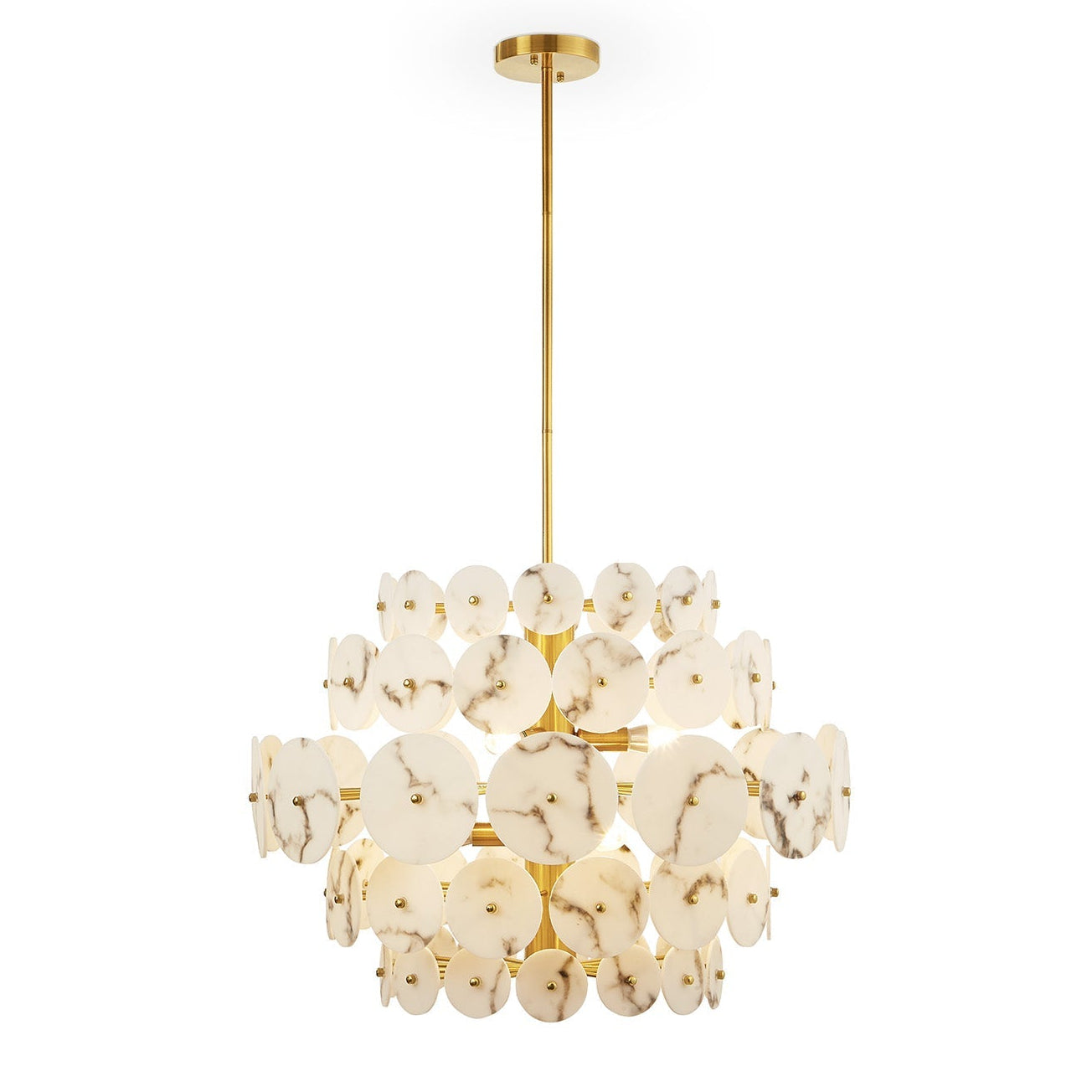 Momo Antique Brass & Alabaster Effect Chandelier