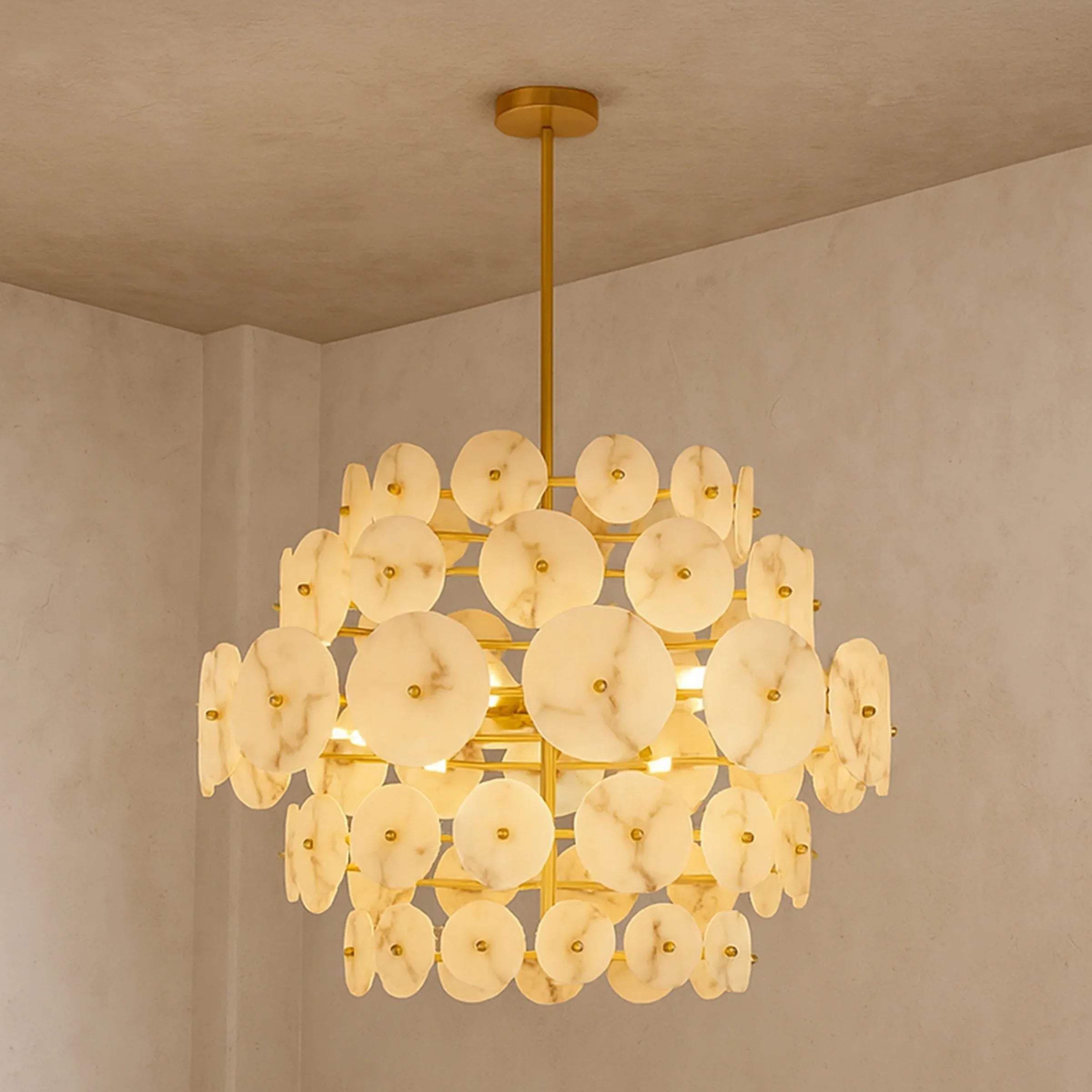 Momo Antique Brass & Alabaster Effect Chandelier