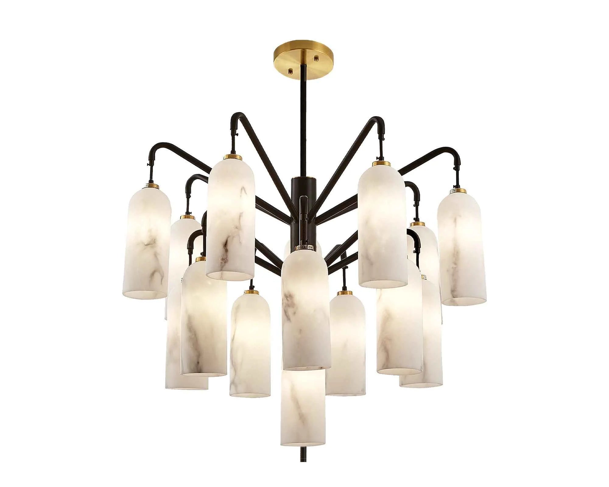 Amatti Alabaster Effect Black & Brass Chandelier