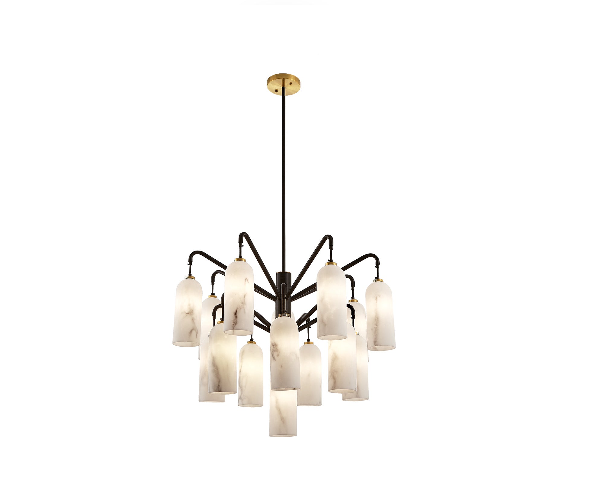 Amatti Chandelier - Alabaster Effect Black & Brass