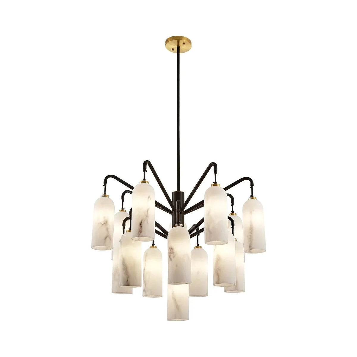 Amatti Alabaster Effect Black & Brass Chandelier